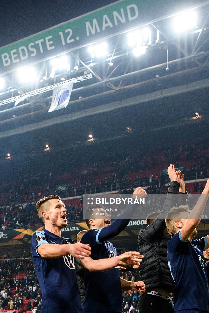 Markus Rosenberg and Behrang Safari of Malmö FF celebrate