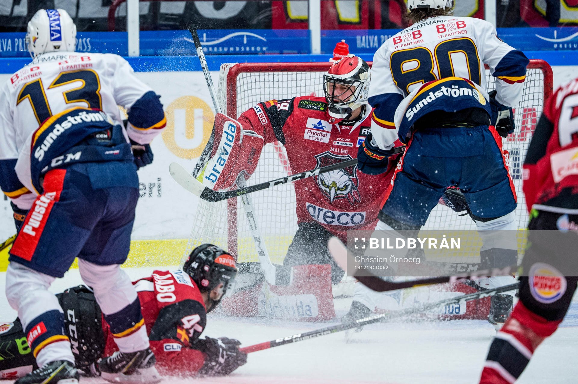 Malmö Redhawks målvakt Oscar Alsenfelt mot Djurgårdens