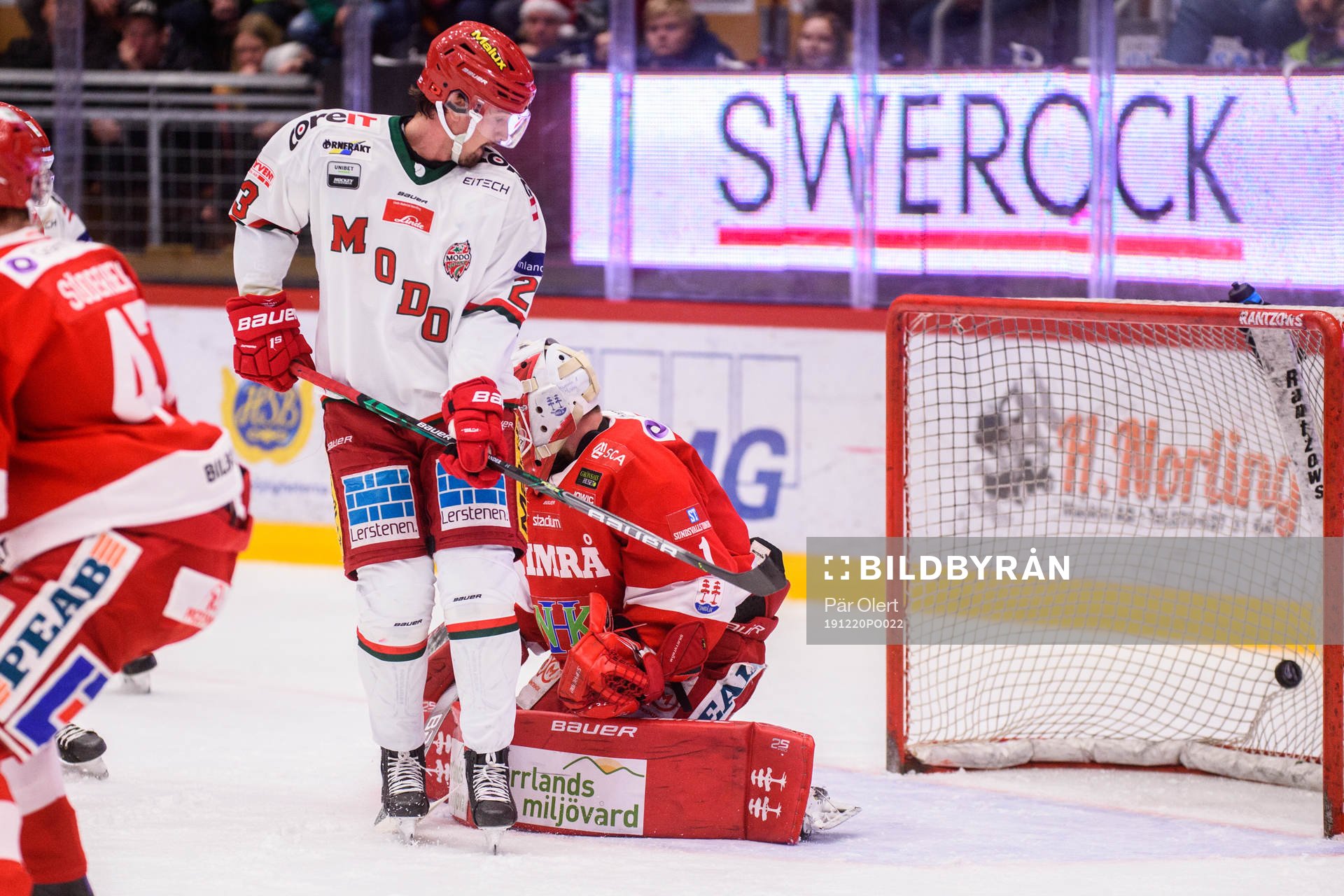 Modos Adam Tambellini (ej i bild) gör 0-1 målet bakom