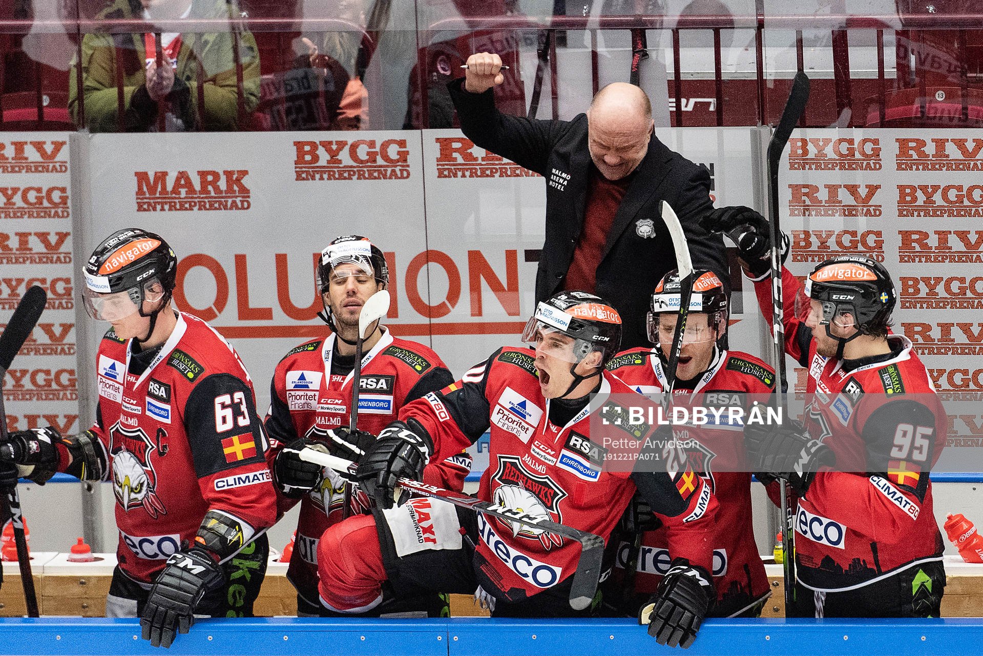 Malmö Redhawks Henrik Hetta, Frederik Storm och tränare