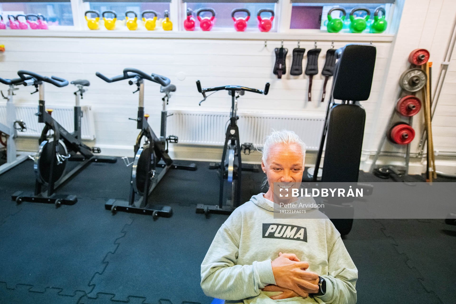 Caroline Seger tränar i gymmet
