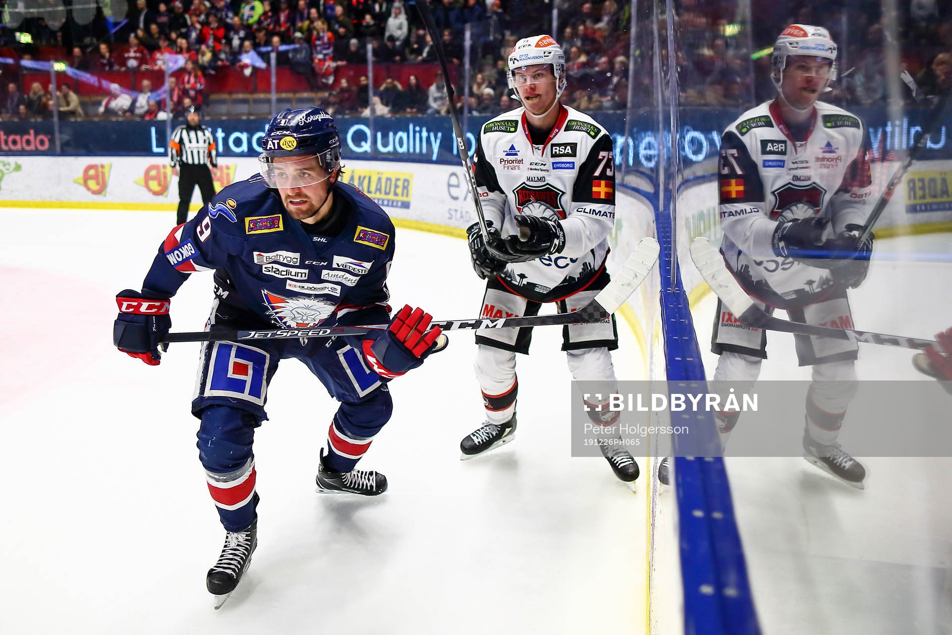 Linköpings Mikael Frycklund och Malmö Redhawks Adam Ollas