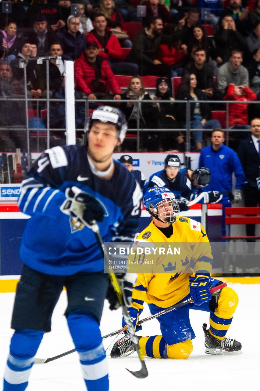 Alexander Holtz of Sweden celebrates the 3-2 goal