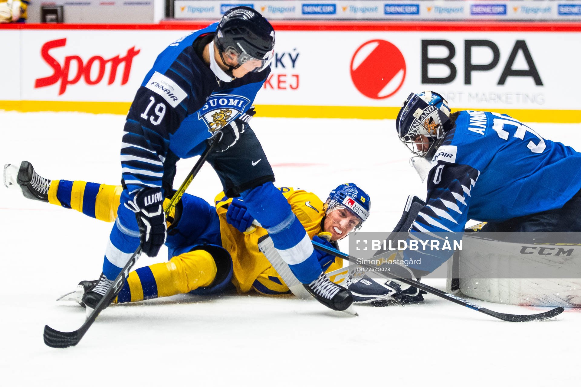 David Gustafsson of Sweden against Rasmus Kupari and