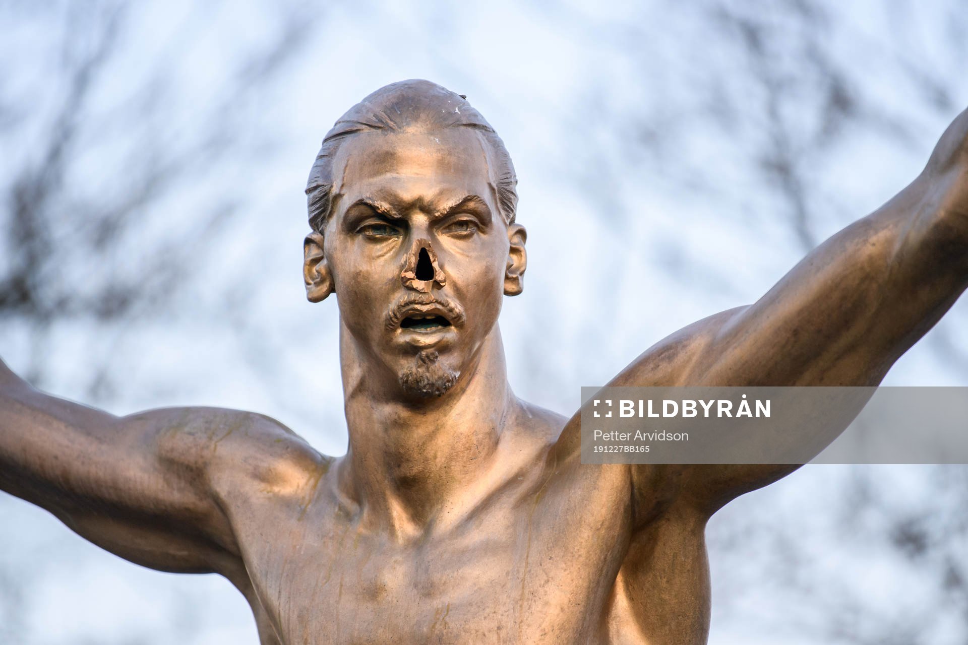 The statue of Zlatan Ibrahimovic has been vandalized,