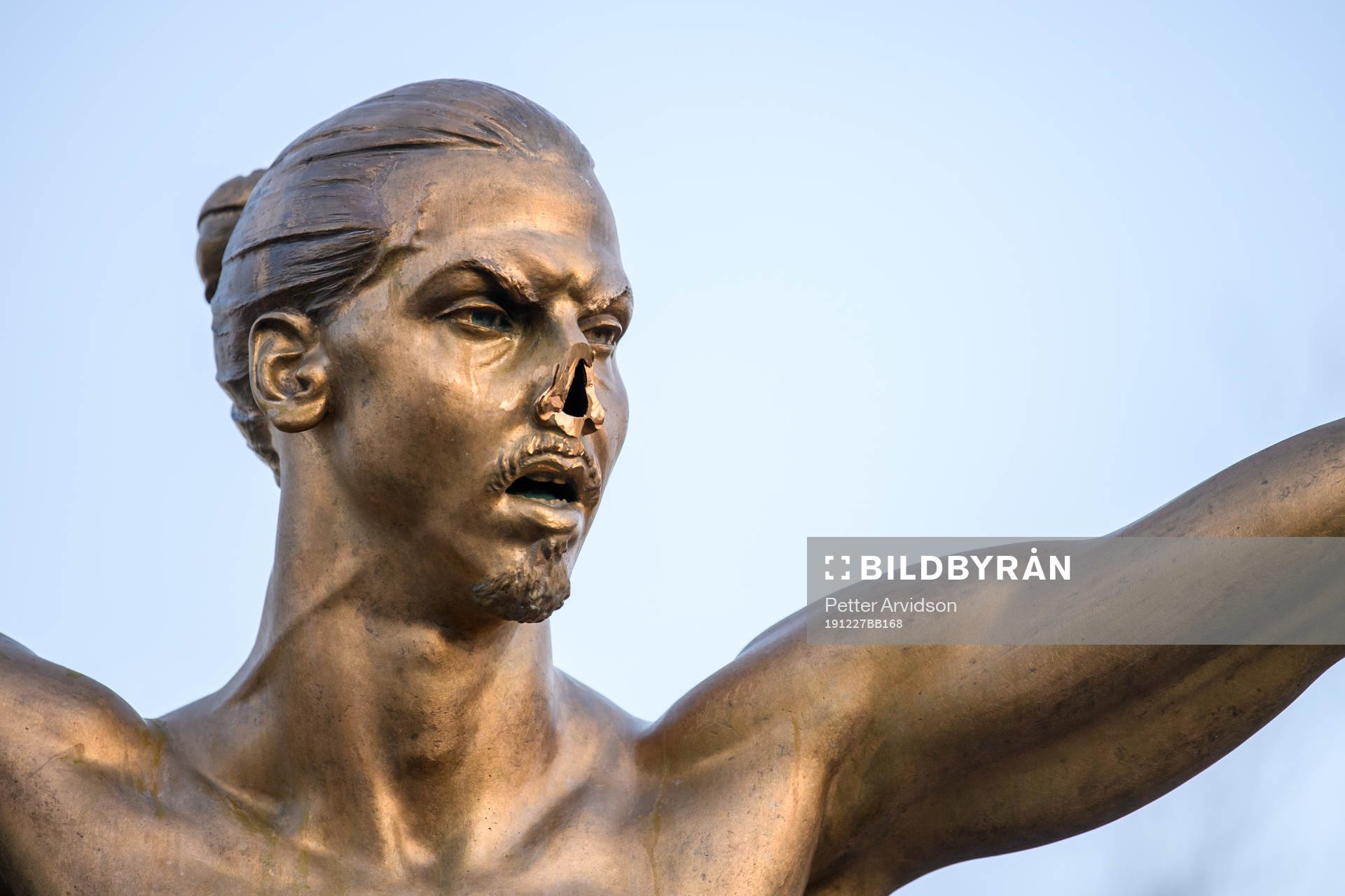 The statue of Zlatan Ibrahimovic has been vandalized,