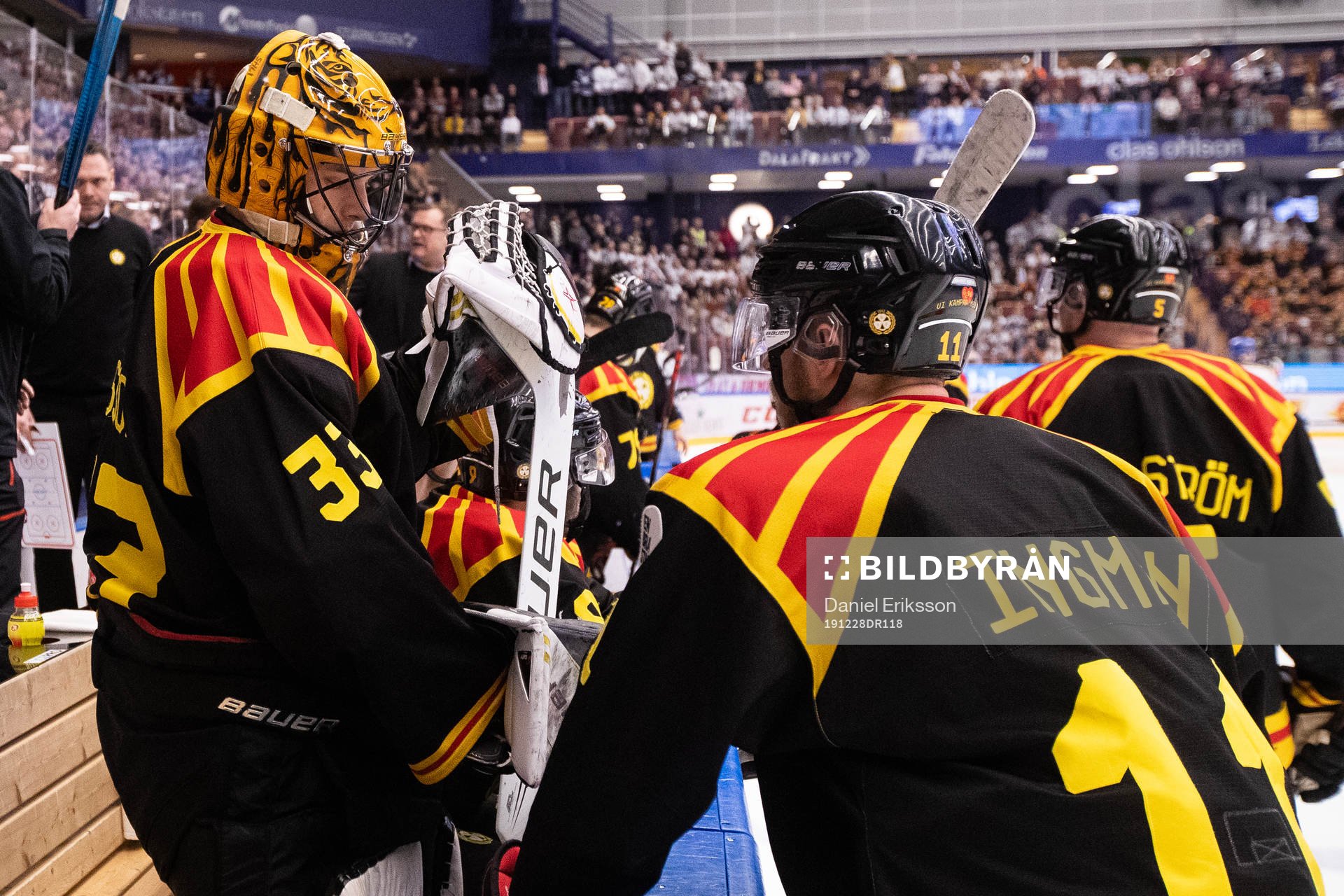 Brynäs målvakt Samuel Ersson i båset