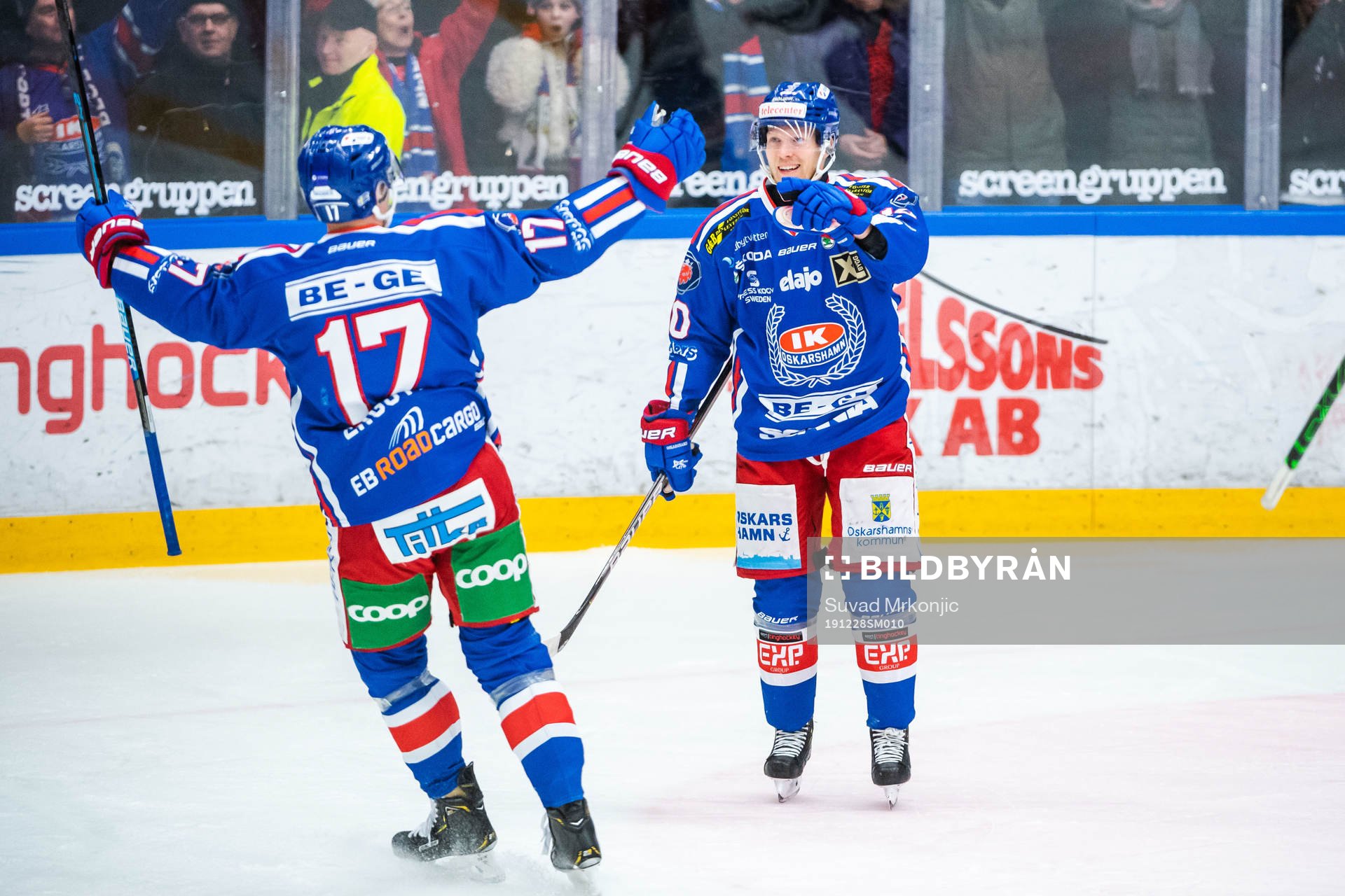 Oskarshamns Nicklas Heinerö och Jonas Engström jublar
