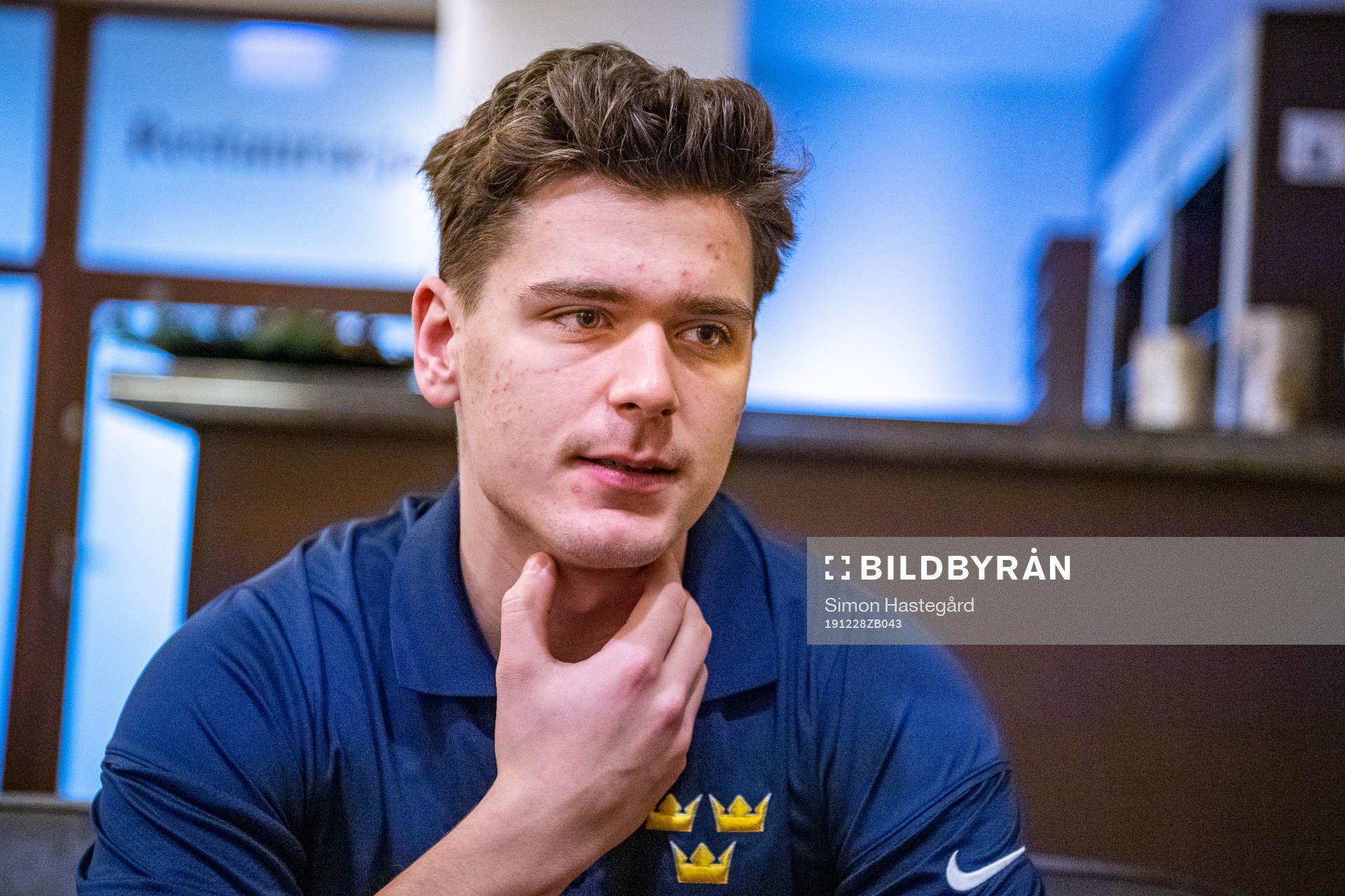 Nikola Pasic of Sweden is interviewed by the media at a