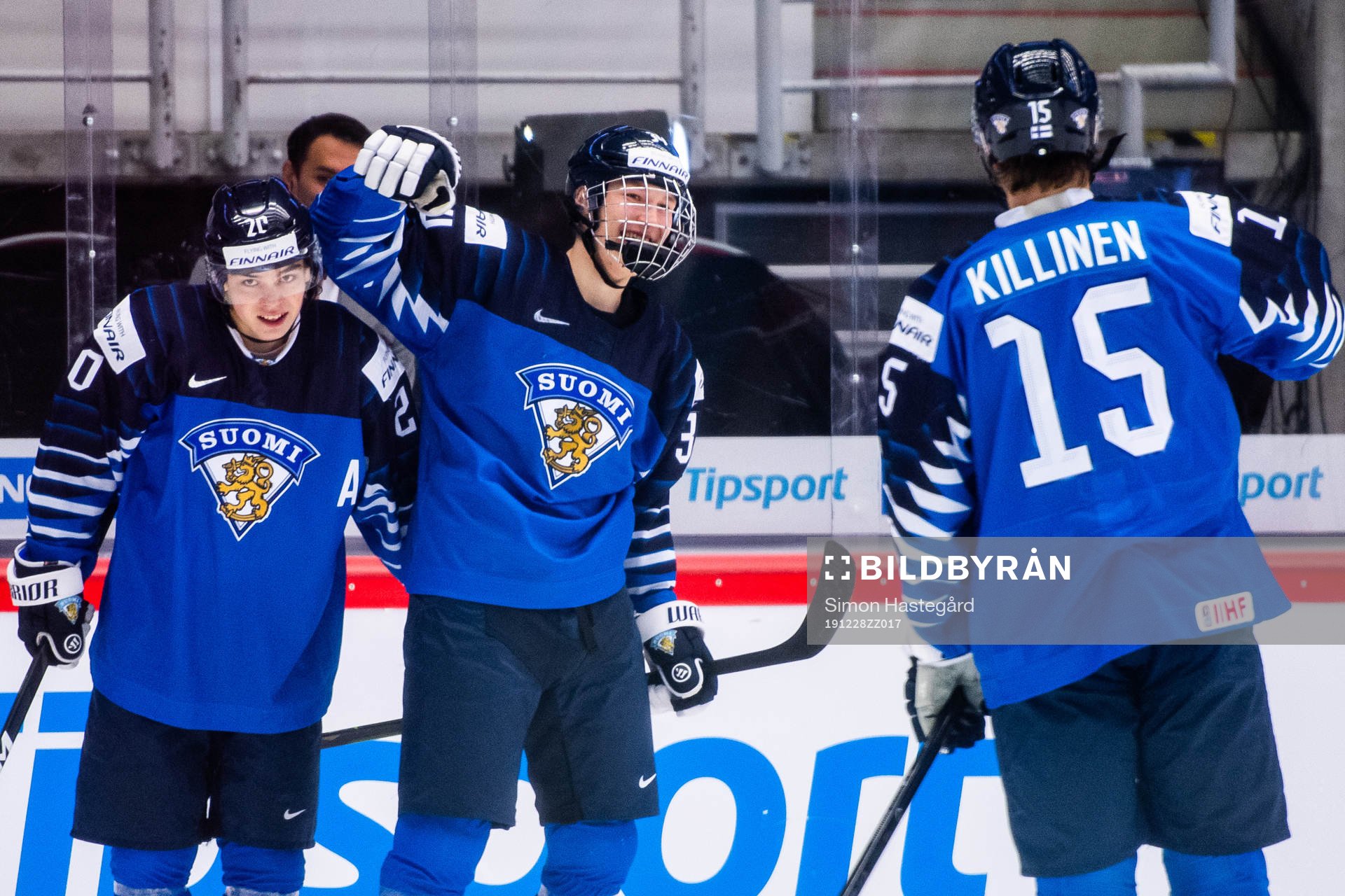 Matias Macceli, Aatu Räty and Lenni Killinen of Finland