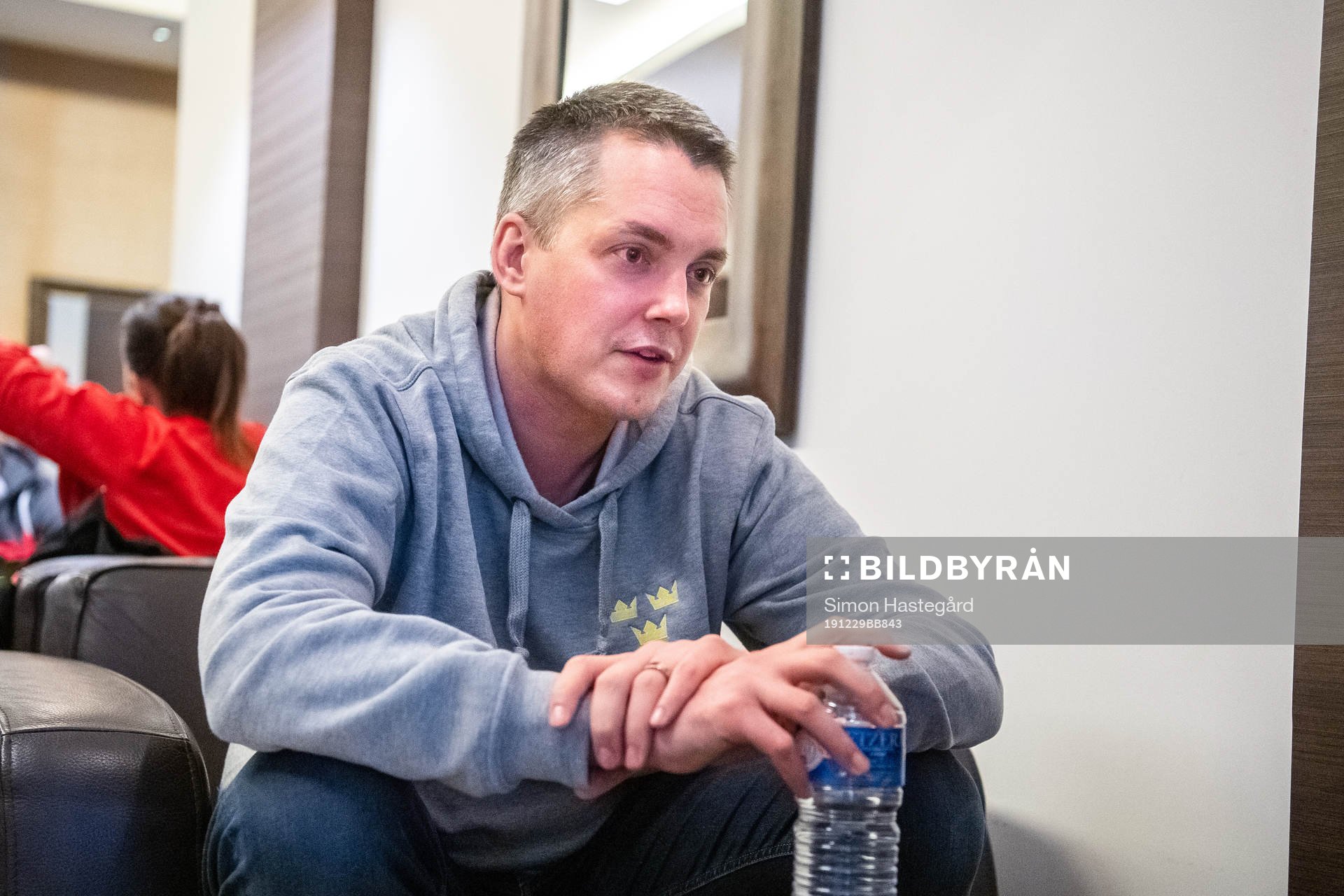 Tomas Montén, Head coach of Sweden is interviewed by the