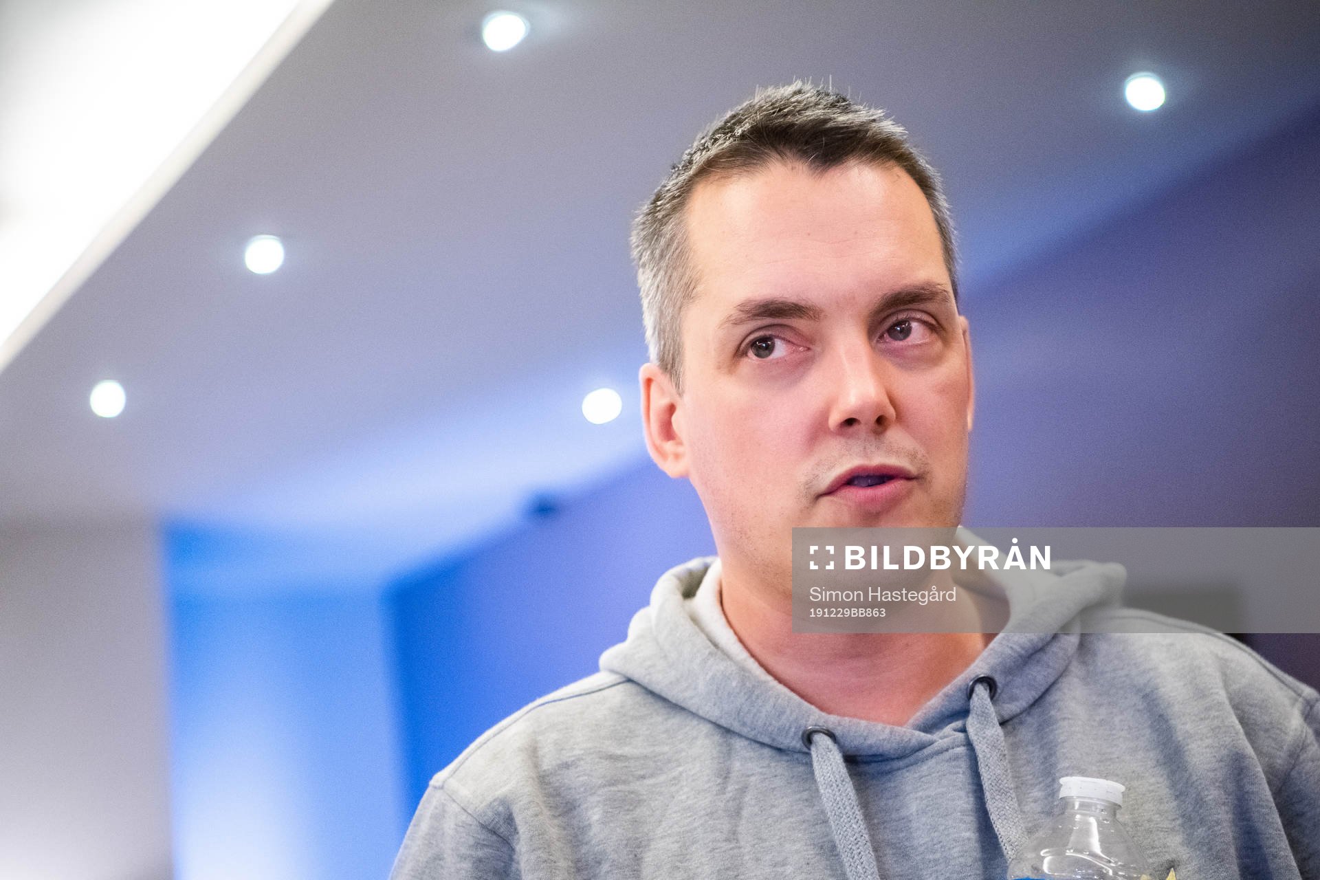 Tomas Montén, Head coach of Sweden is interviewed by the
