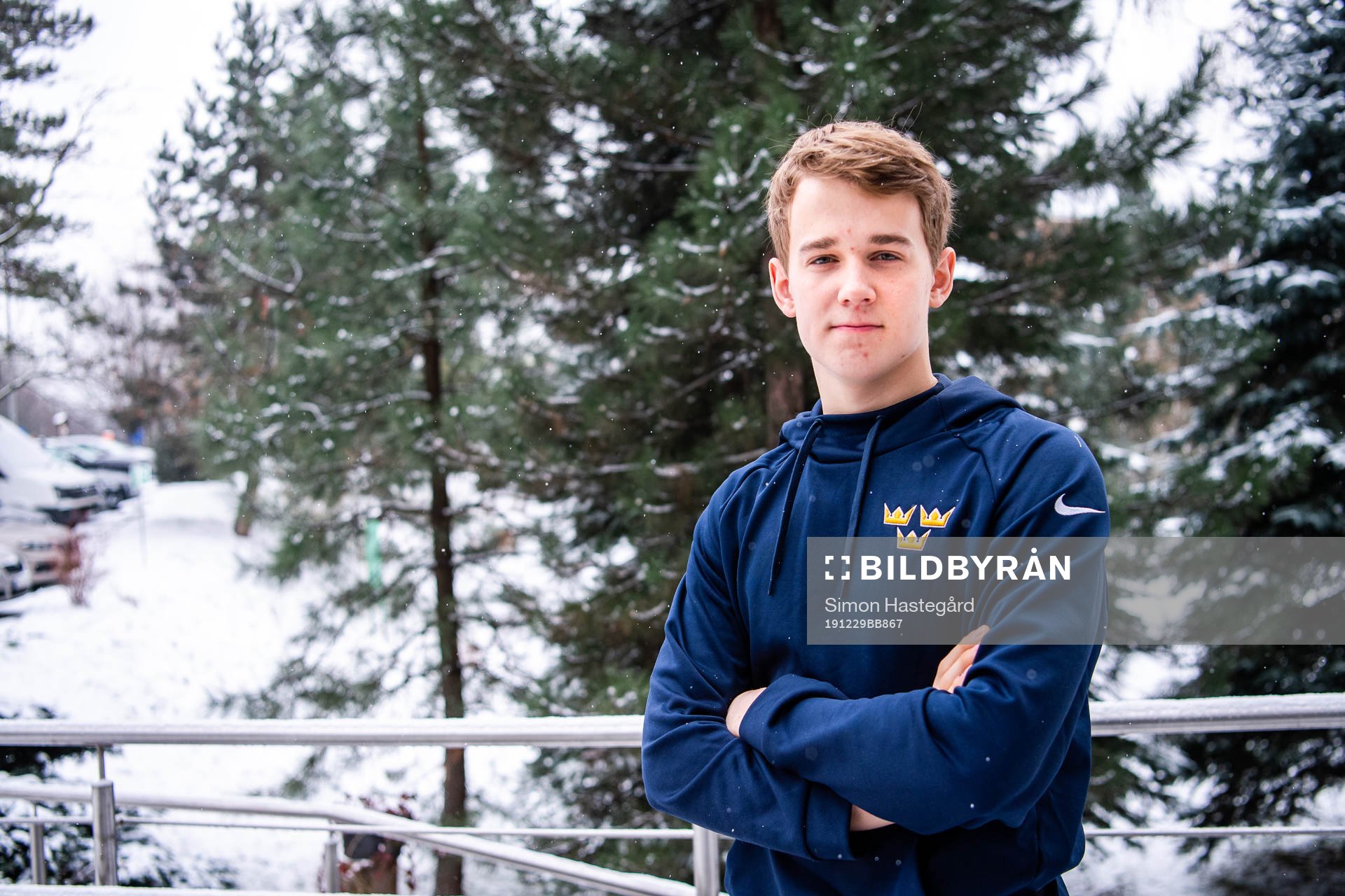 Nils Lundkvist of Sweden poses for a portrait at a press