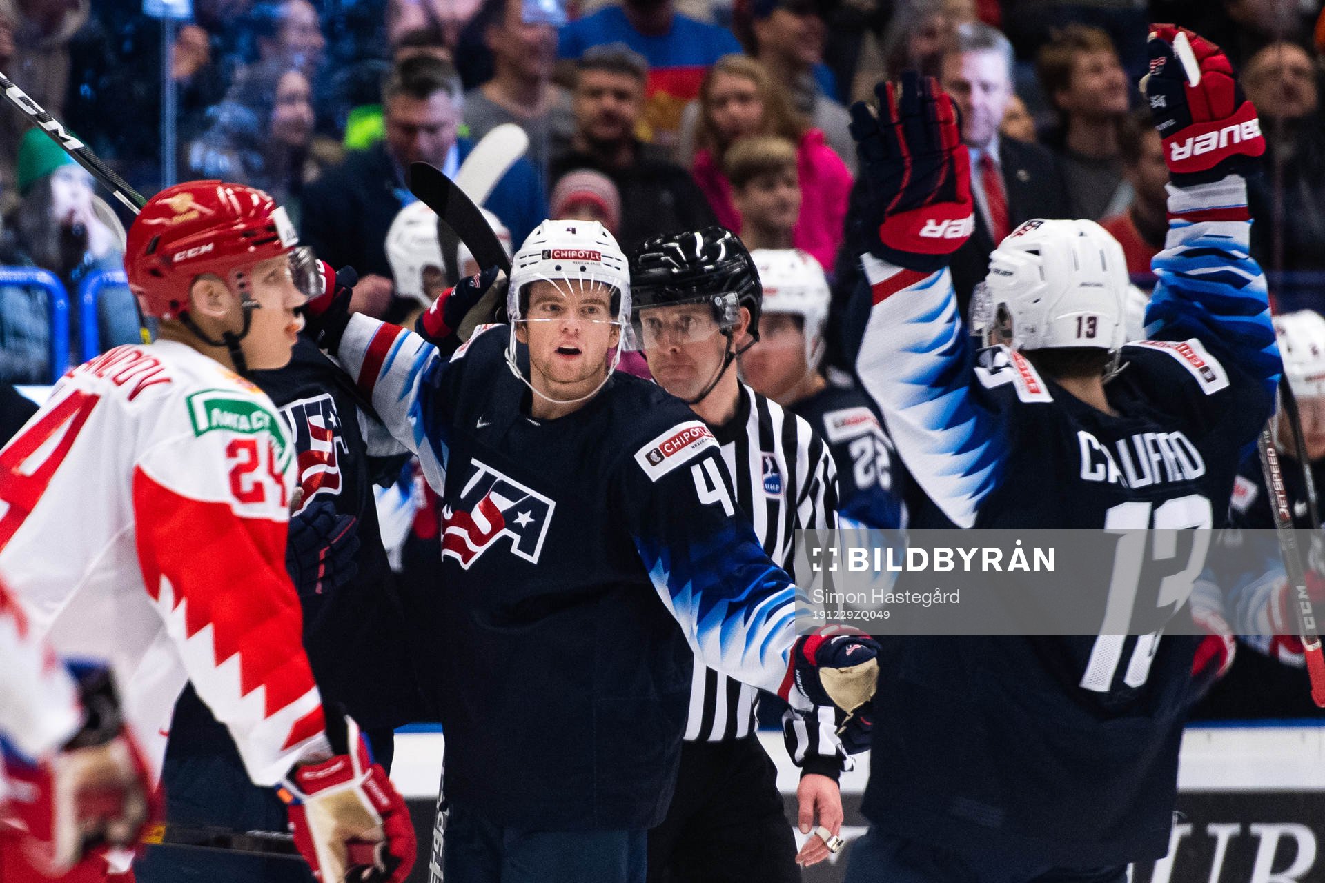 Cam York of USA celebrates the 0-1 goal by Arthur Kaliyev,
