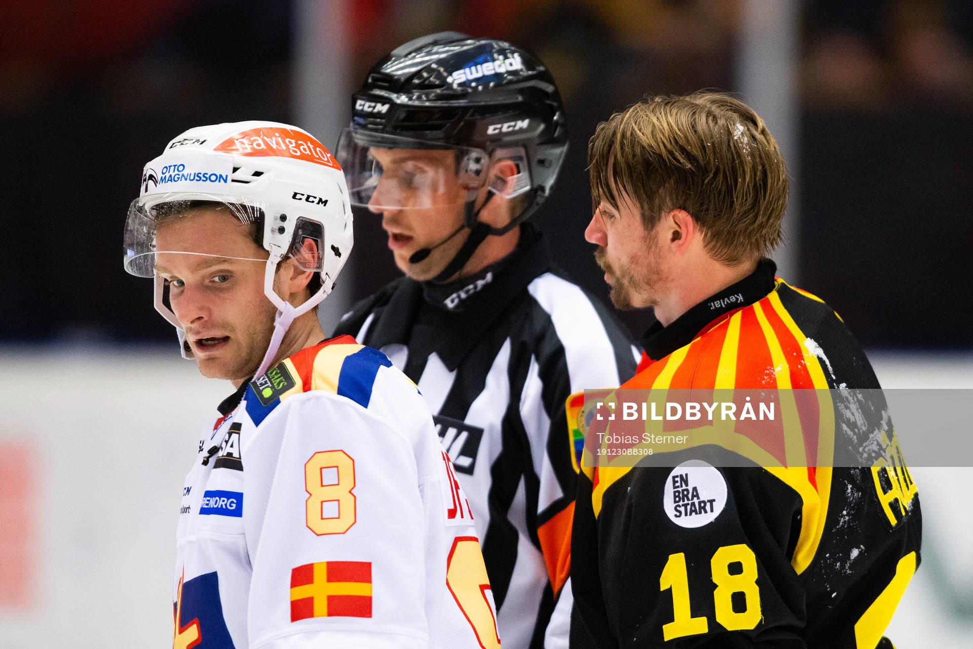 Malmö Redhawks Johan Olofsson och Brynäs Anton Rödin