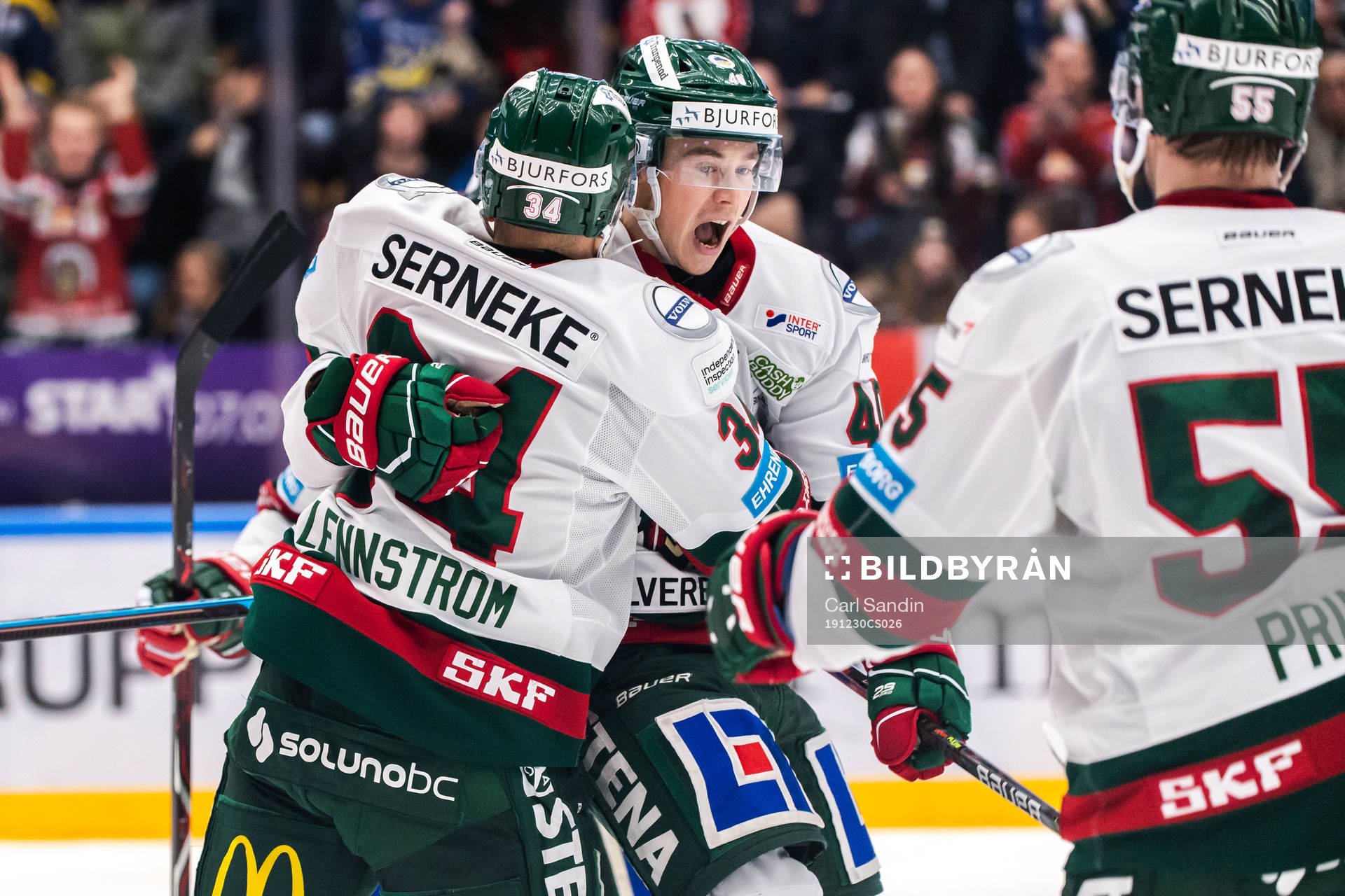 Frölundas Joel Mustonen jublar