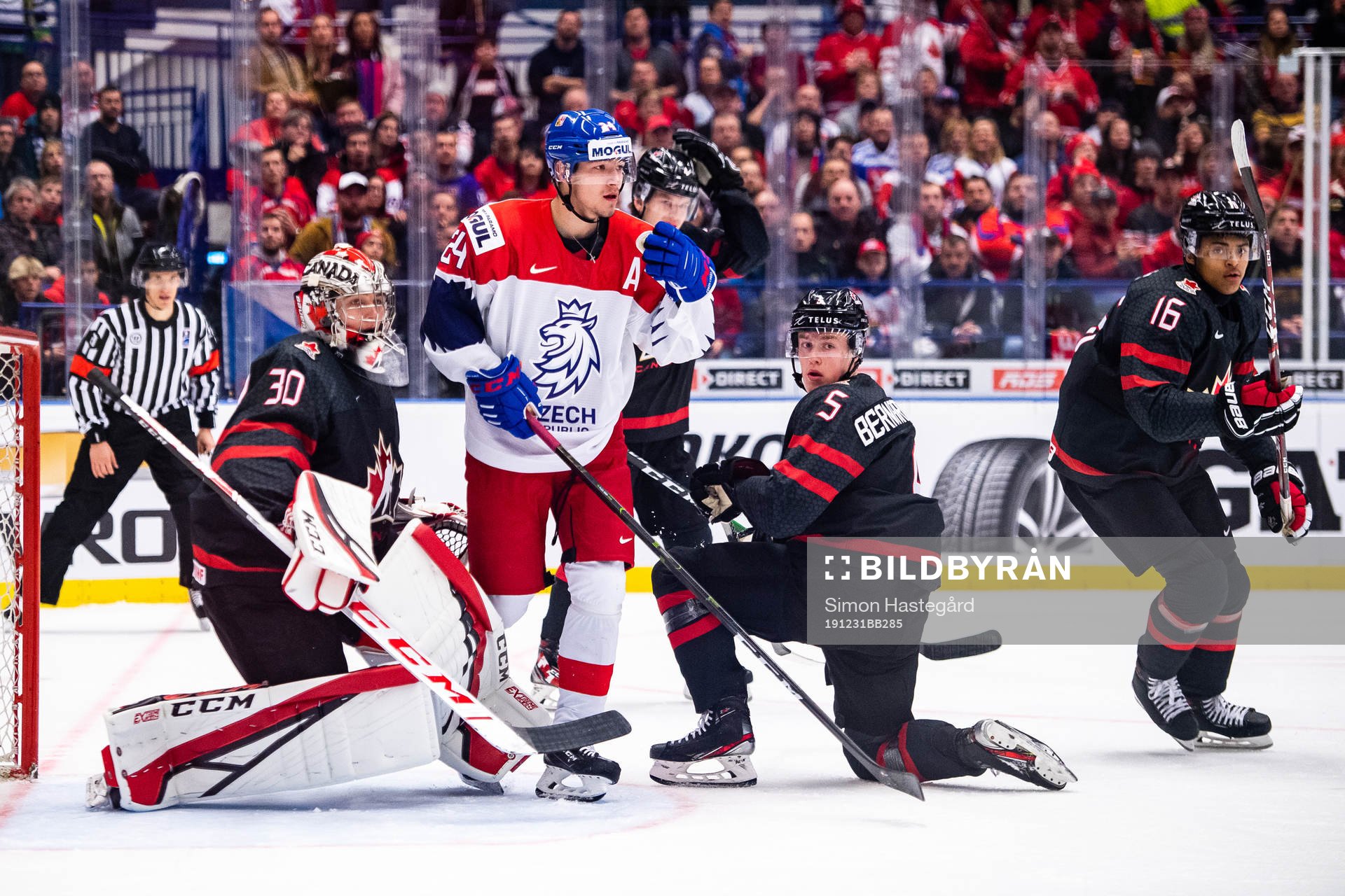 Petr Cajka of Czech Republic against goalkeeper Joel Hofer,
