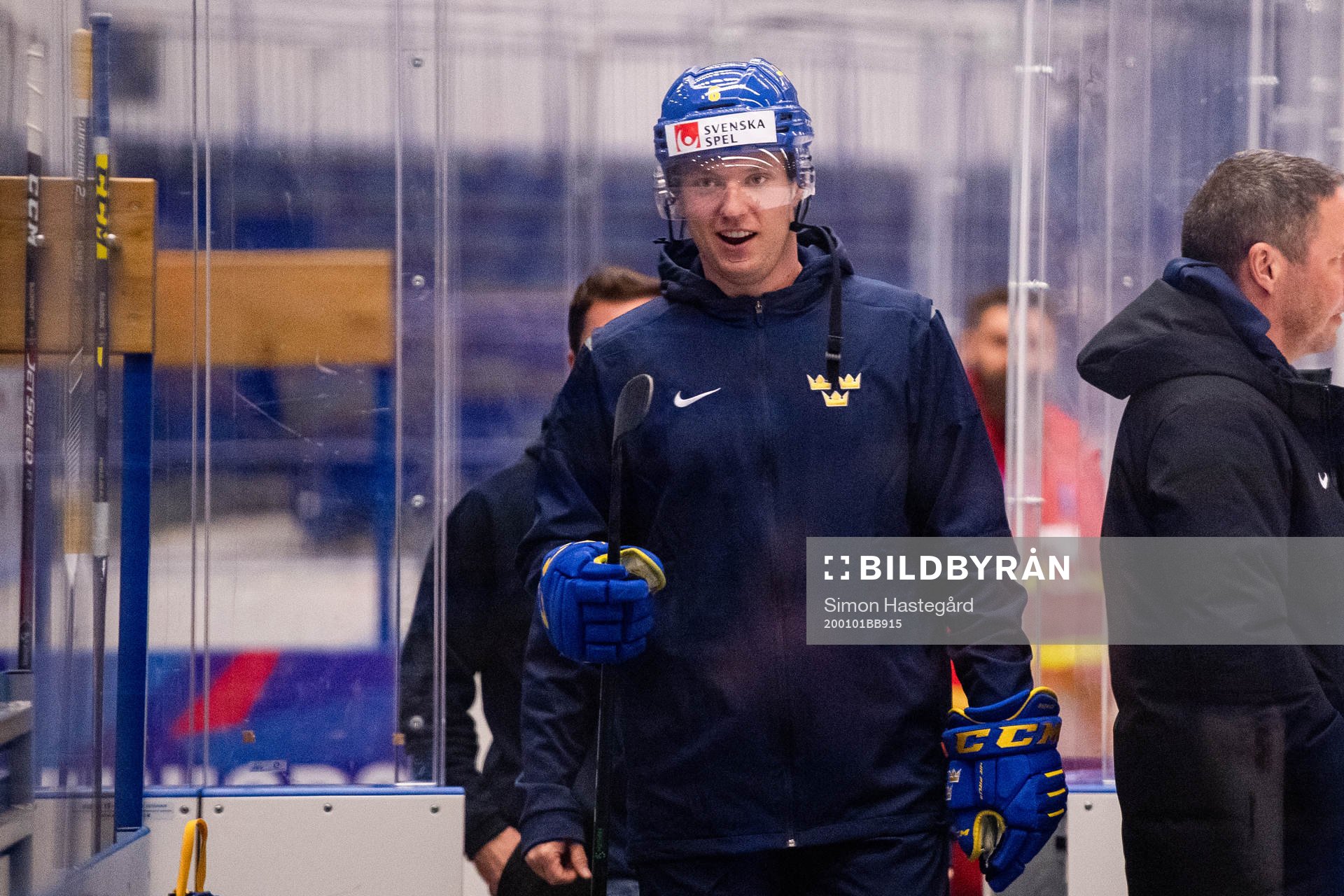 Rasmus Sandin of team Sweden at a practice session
