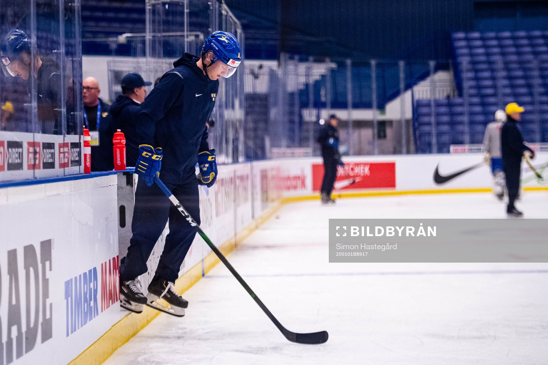 Rasmus Sandin of team Sweden at a practice session