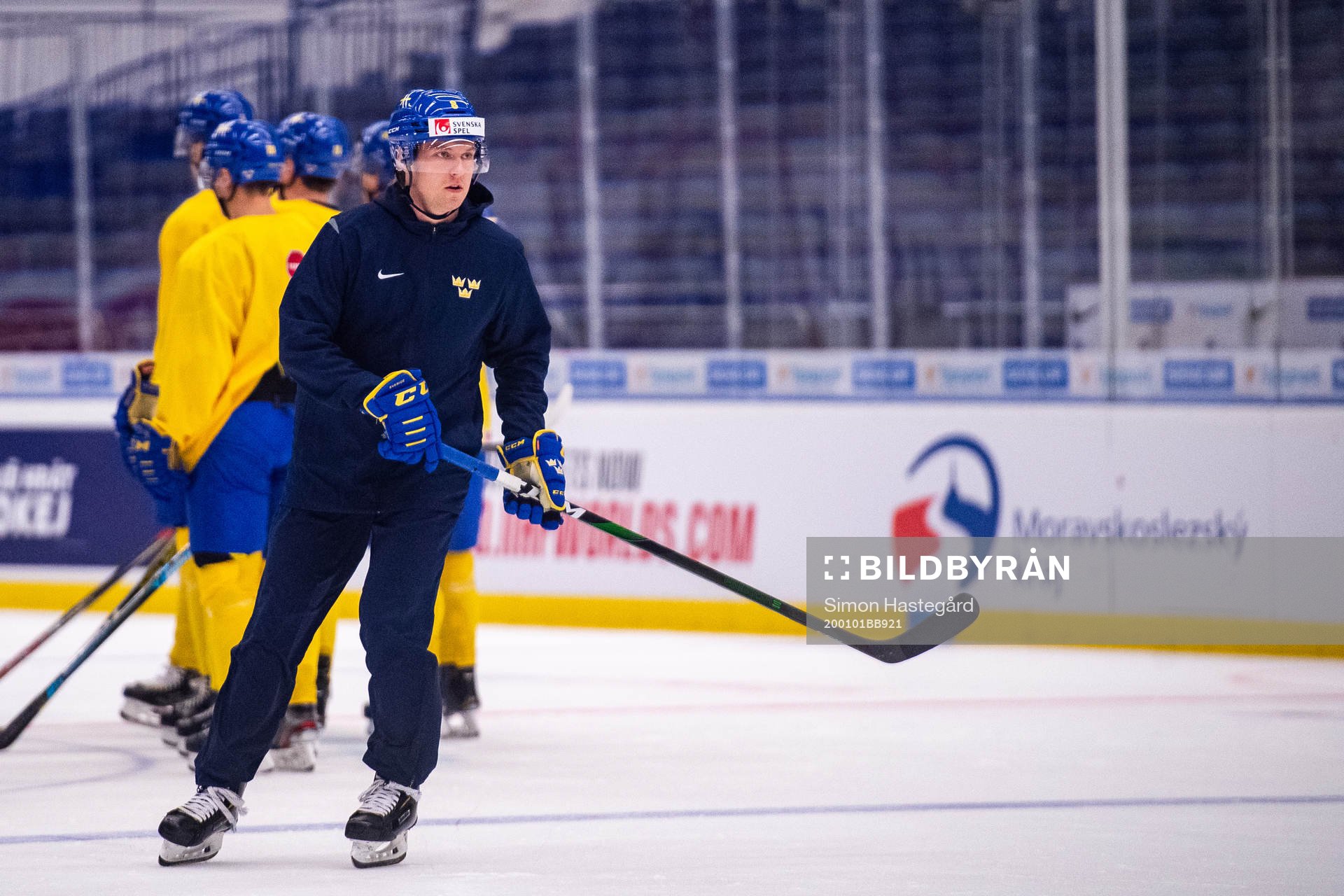 Rasmus Sandin of team Sweden at a practice session