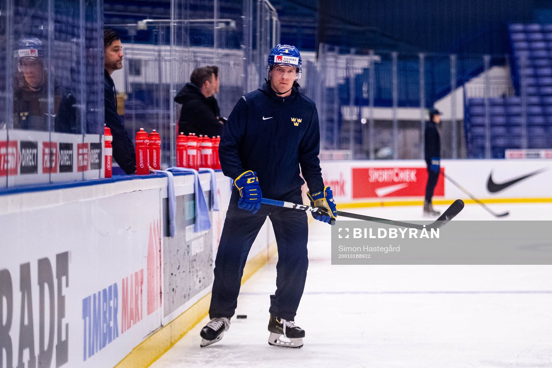Rasmus Sandin of team Sweden at a practice session