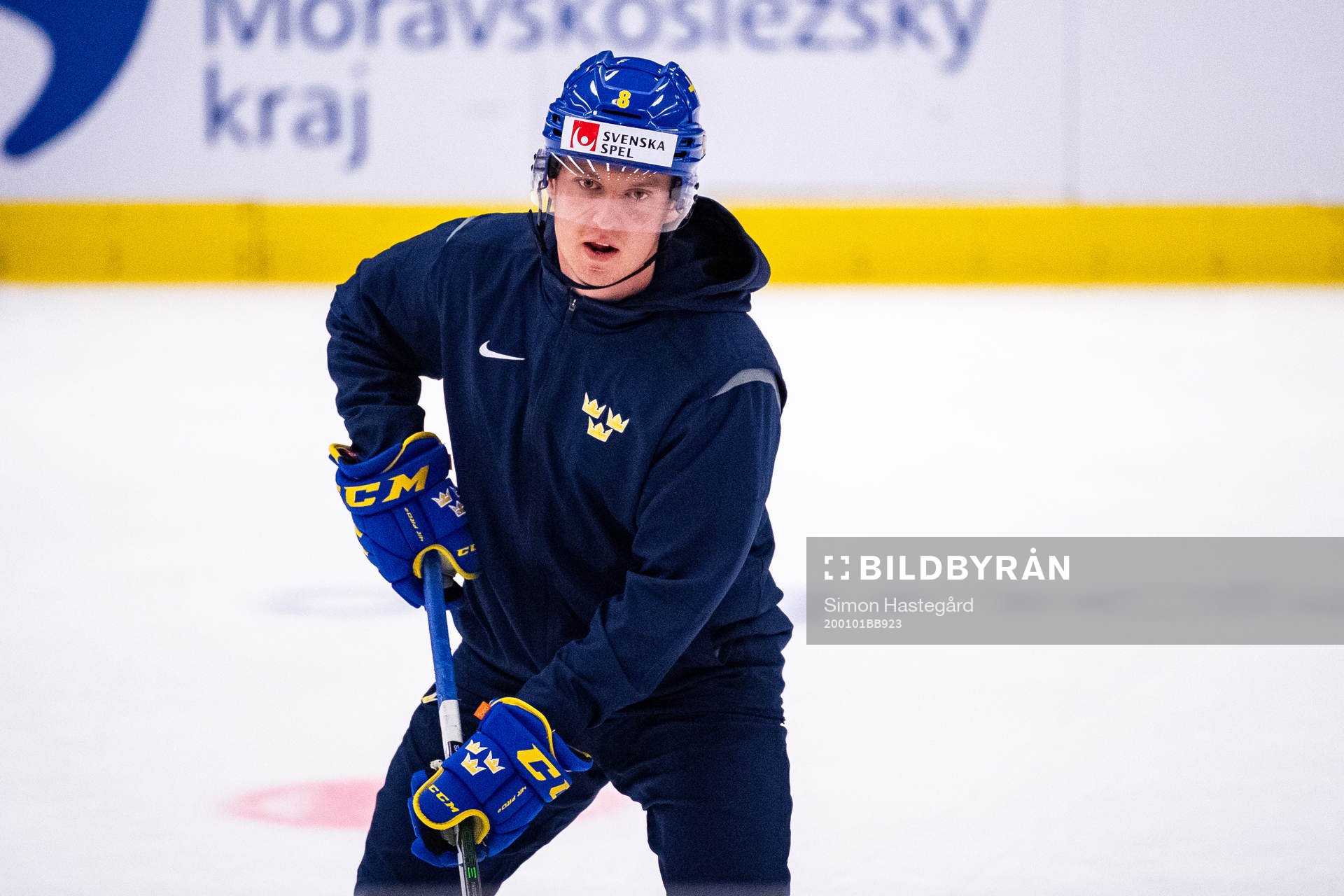 Rasmus Sandin of team Sweden at a practice session