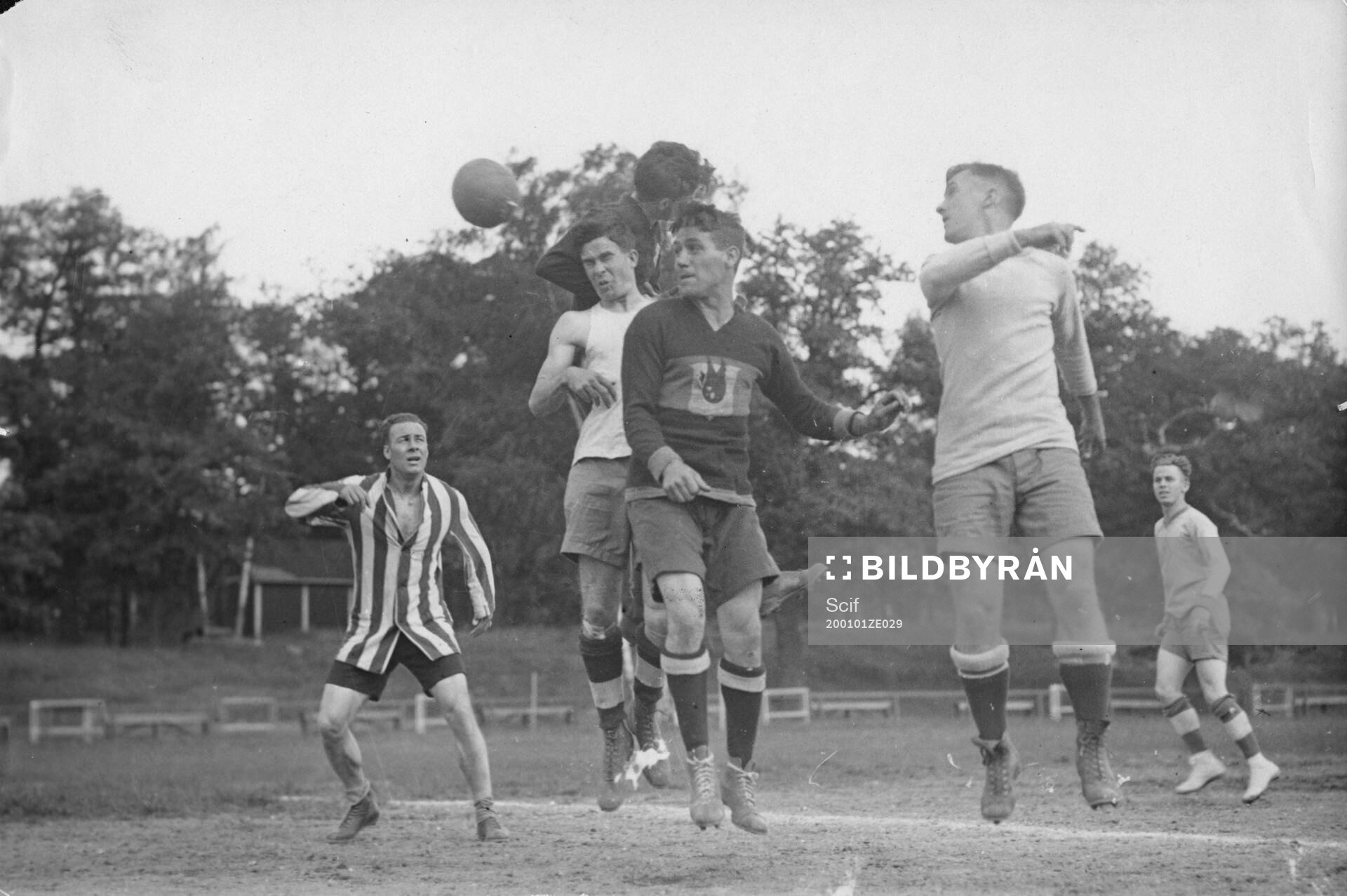 Fotboll, Amerikanskt fotbollsbesök. Träning. 1920.