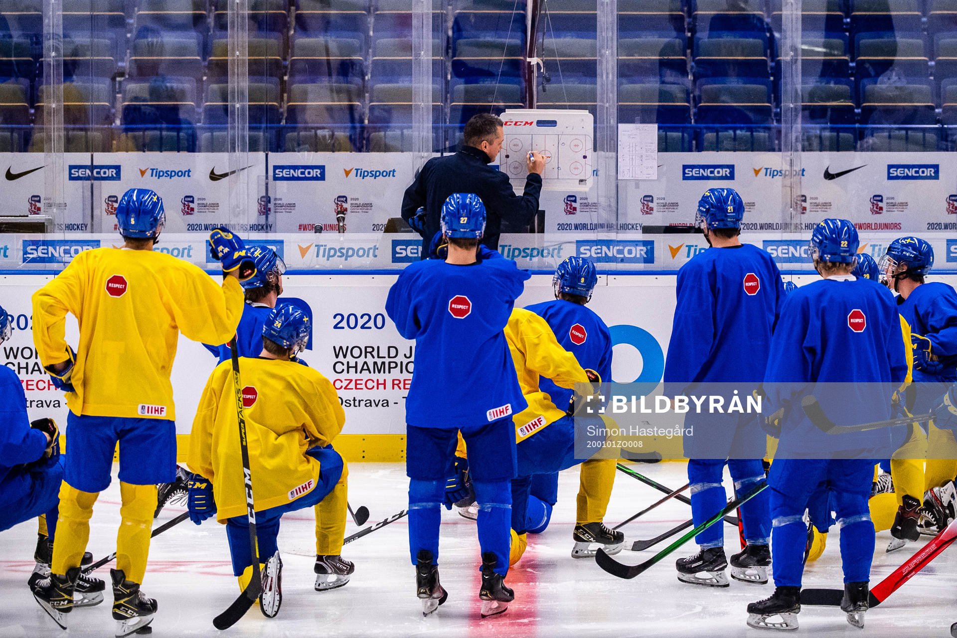 Players of team Sweden at a practice session