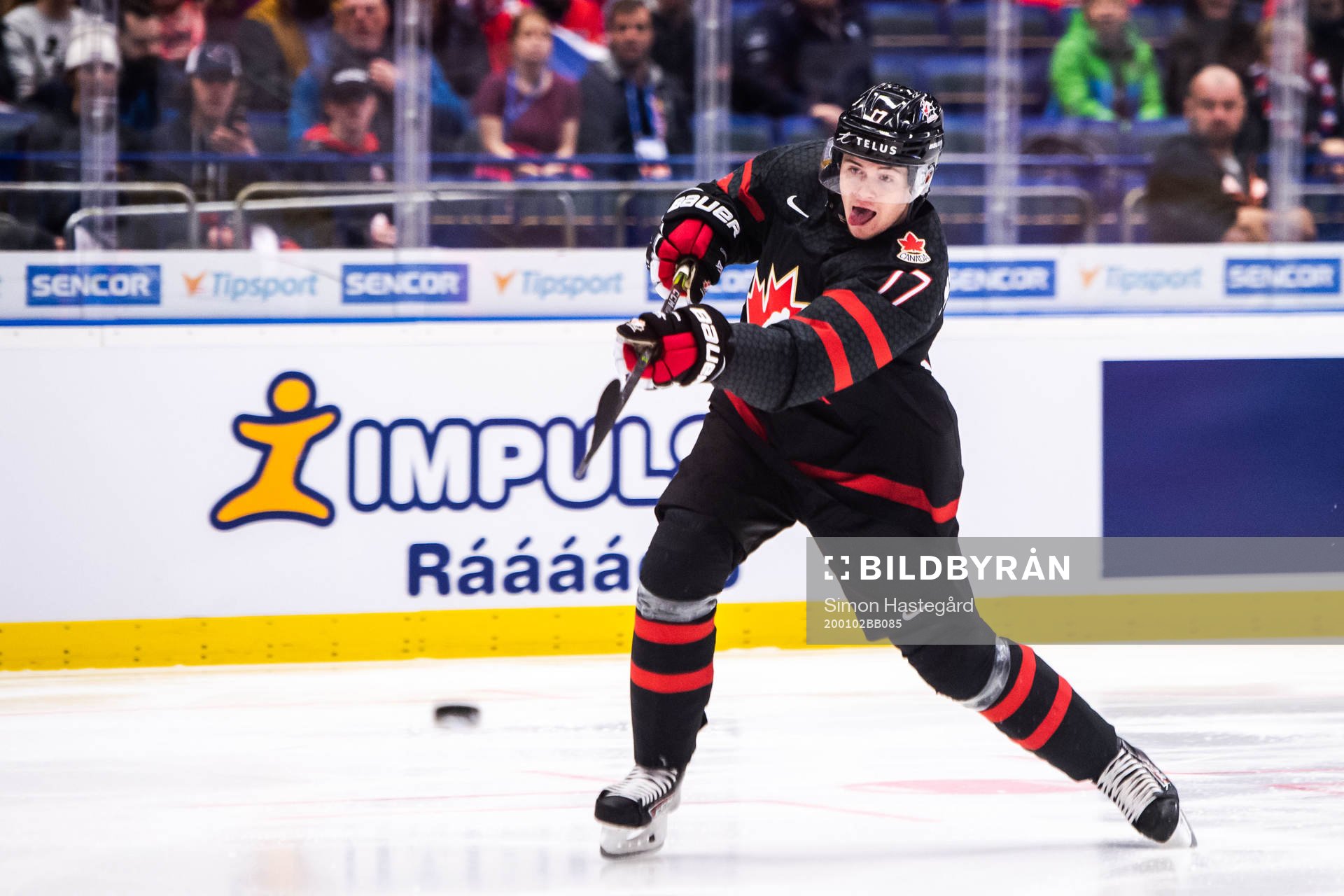 Connor McMichael of Canada score the 2-0 goal