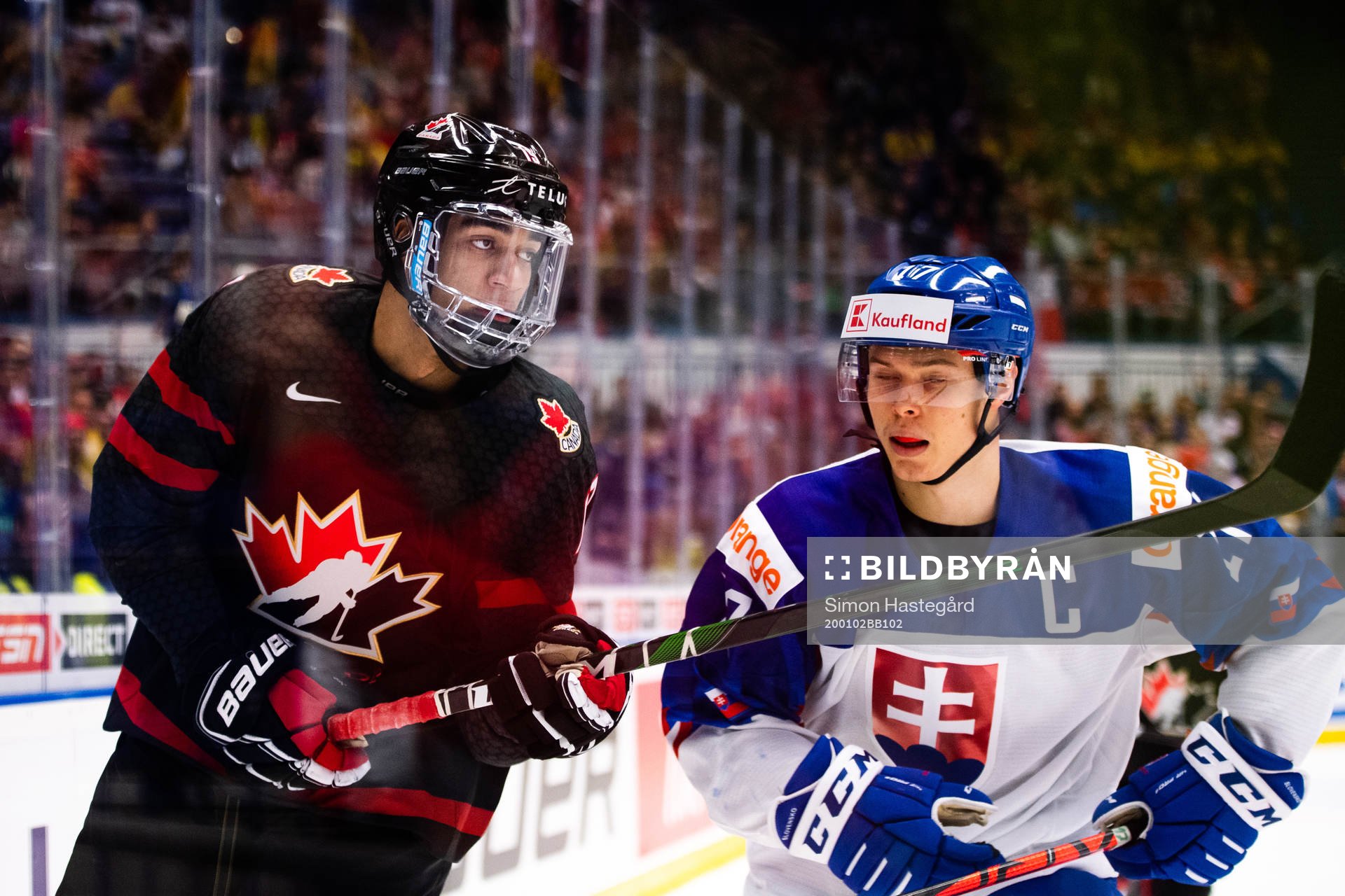 Quinton Byfield of Canadaand Martin Vitalos of Slovakia