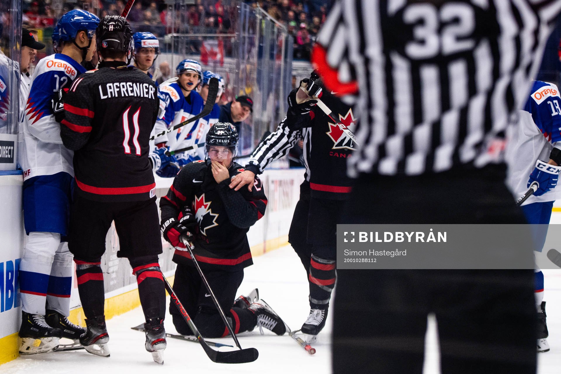 Barrett Hayton of Canada in pain