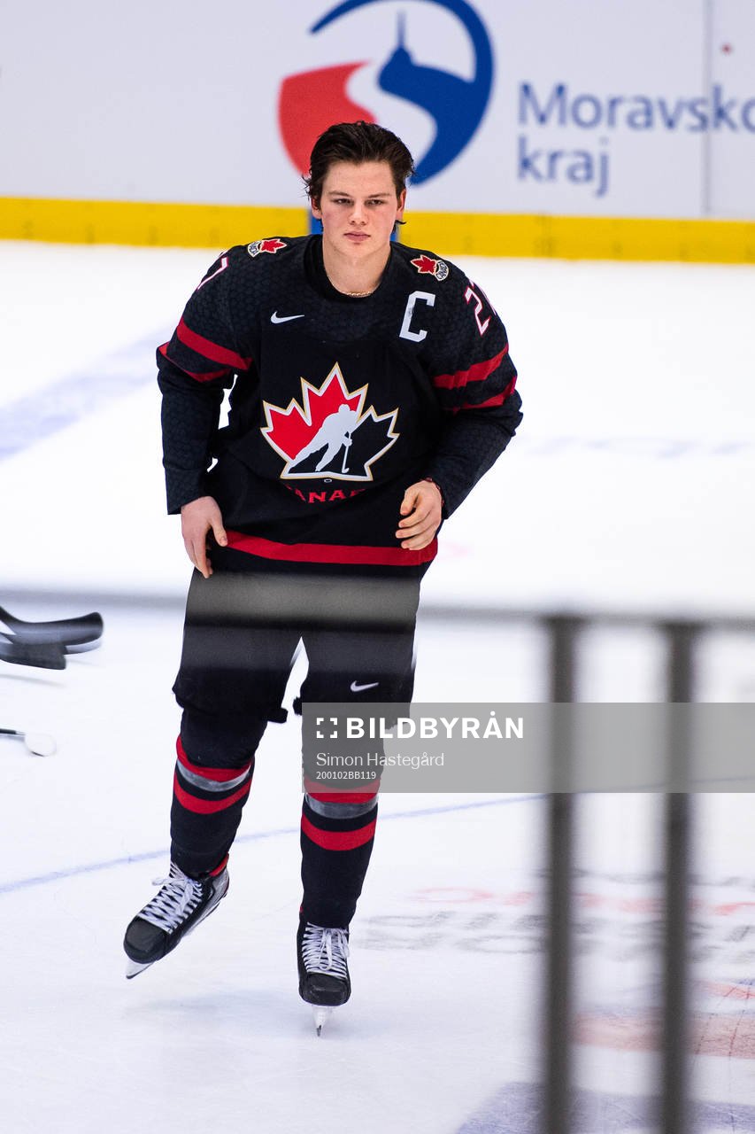 Barrett Hayton of Canada celebrates