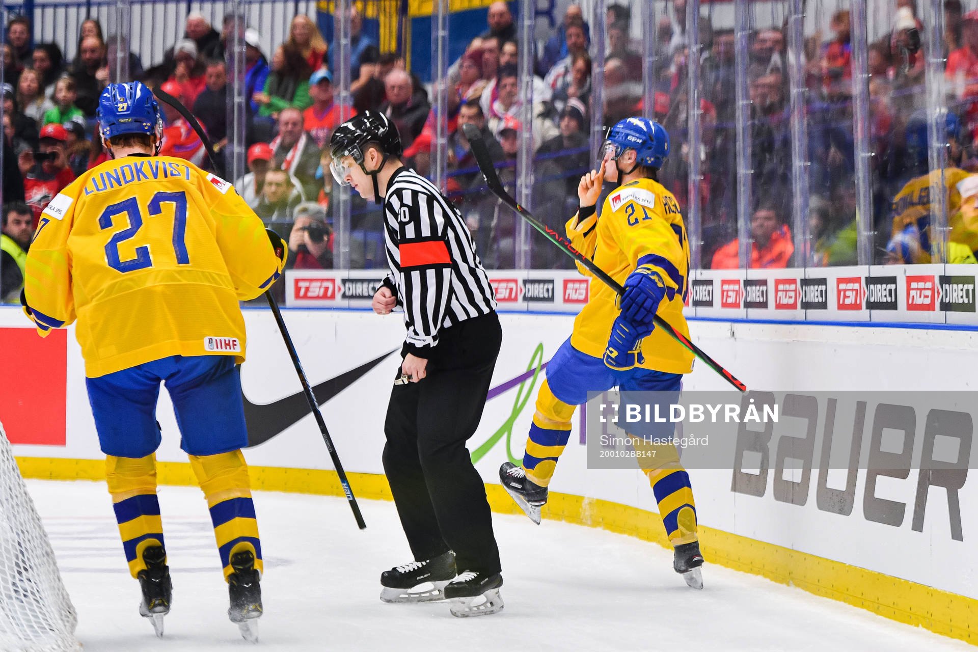 Nils Höglander of Sweden celebrates