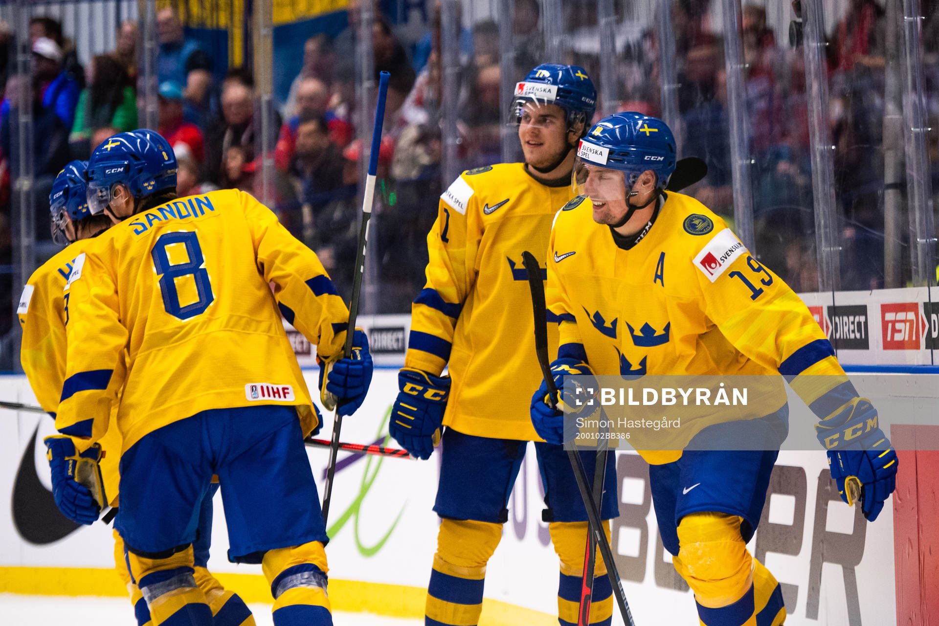 David Gustafsson of Sweden celebrates the 5-0 goal