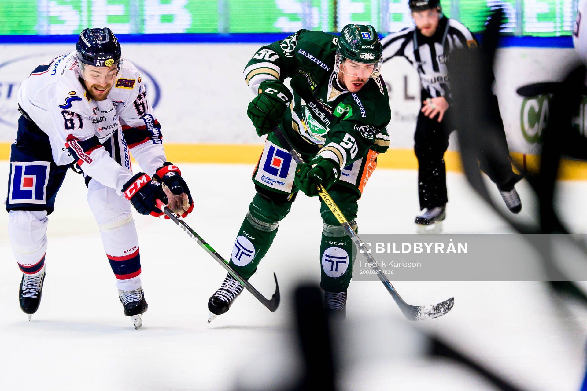 Linköpings Jarno Kärki  och Färjestads Sebastian Erixon
