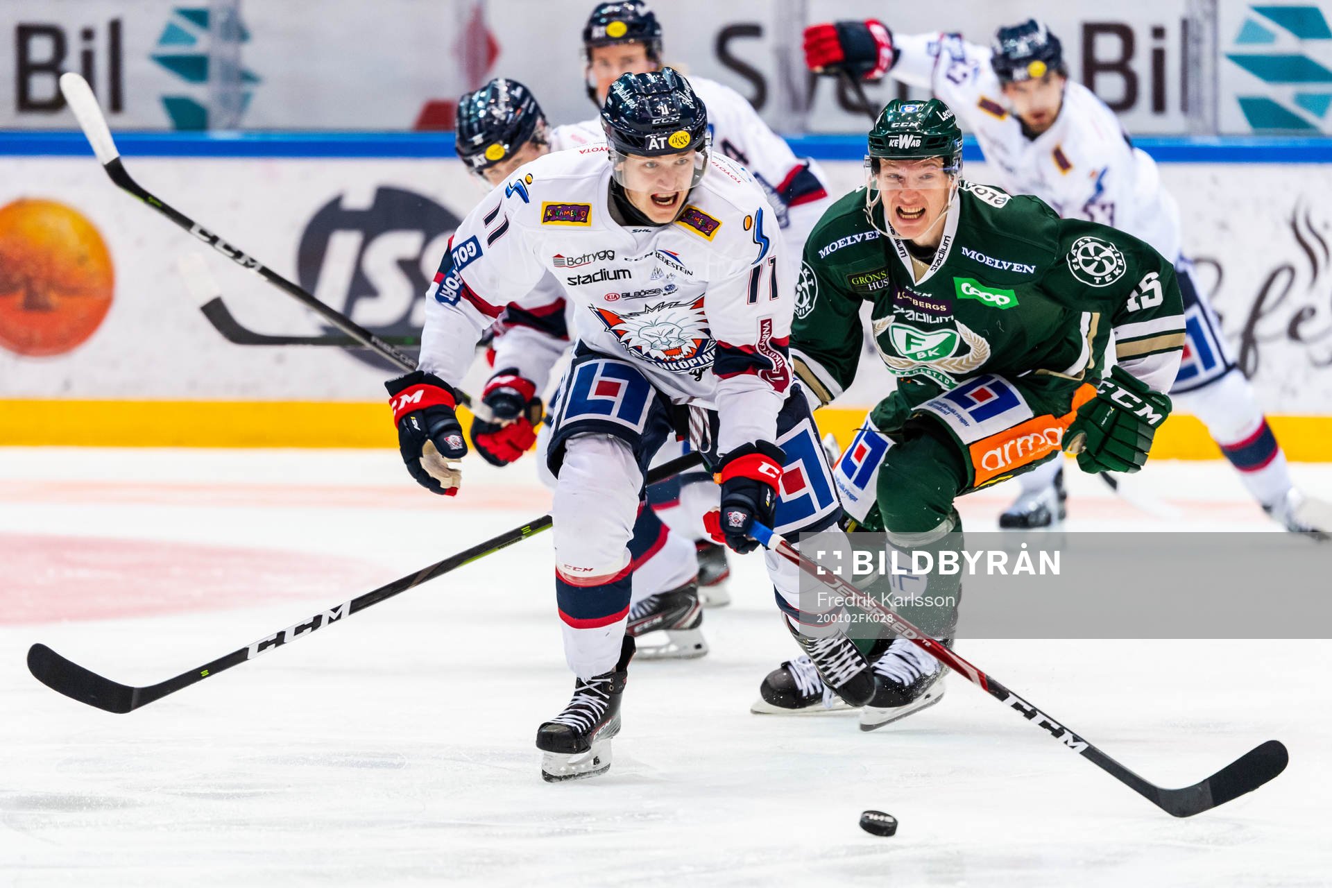 Linköpings Henrik Törnqvist och Färjestads Gustav Rydahl