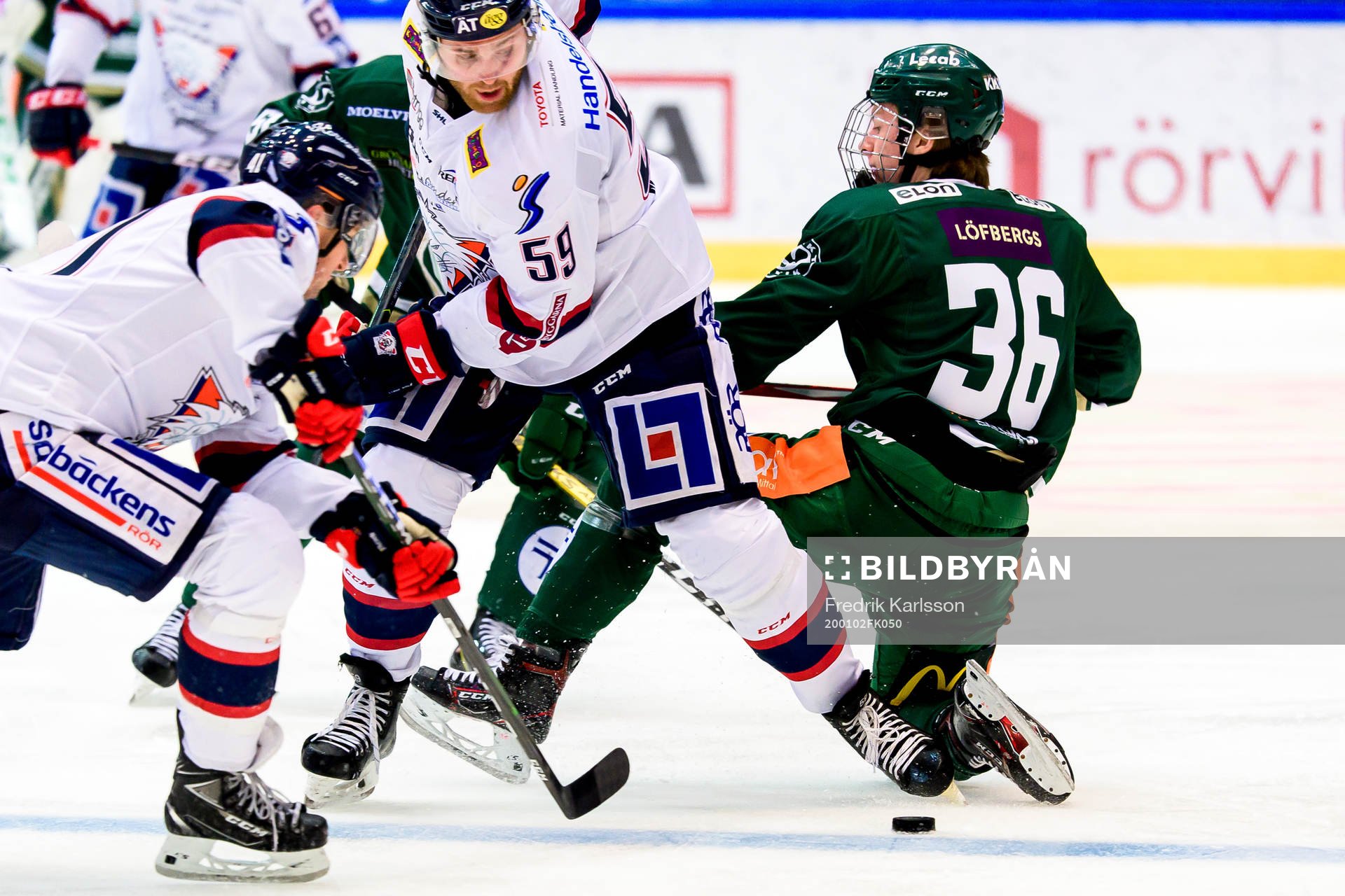 Linköpings Anton Mylläri och Färjestads Noah Andersson