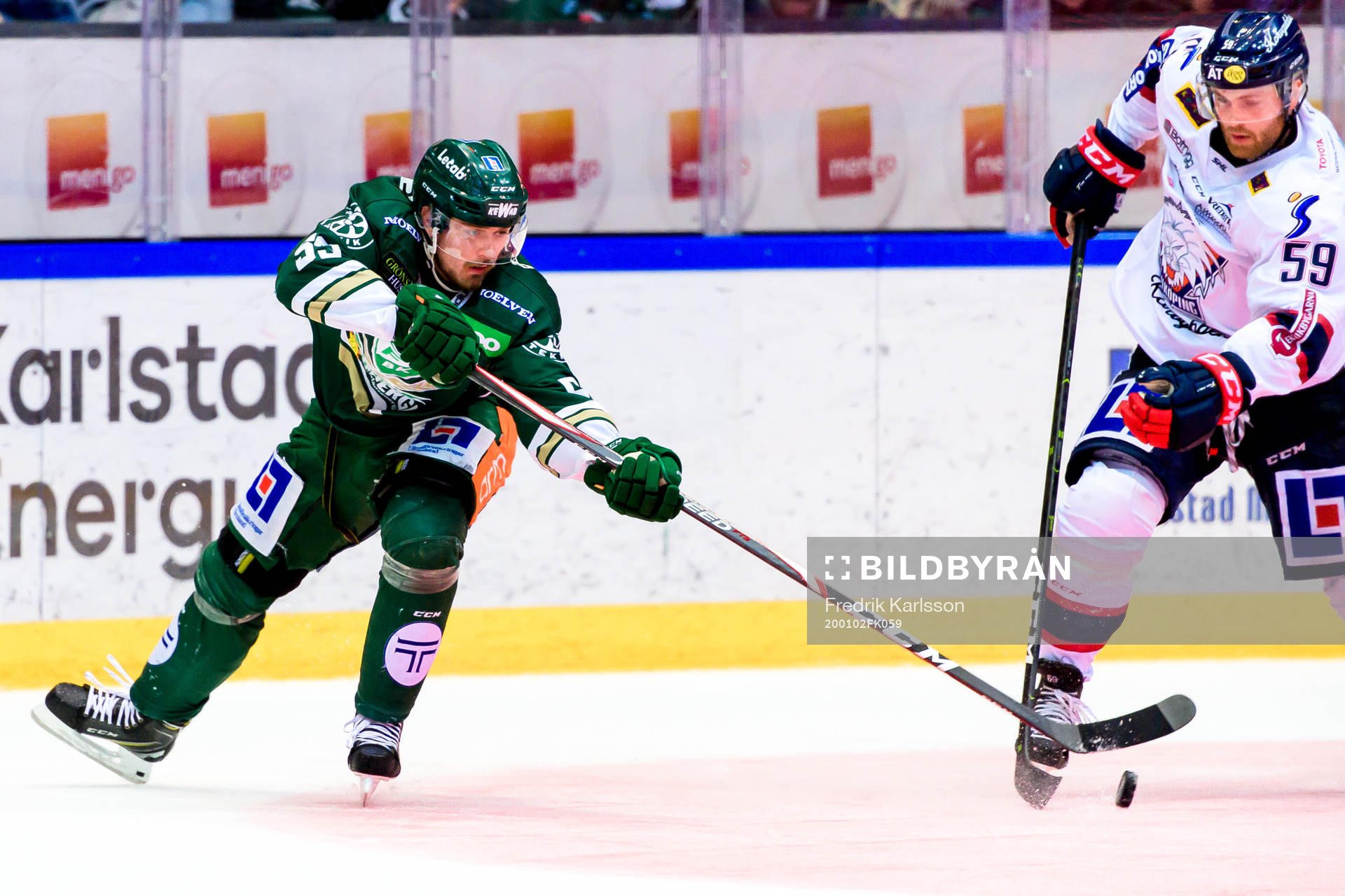 Färjestads Linus Johansson och Linköpings Anton Mylläri