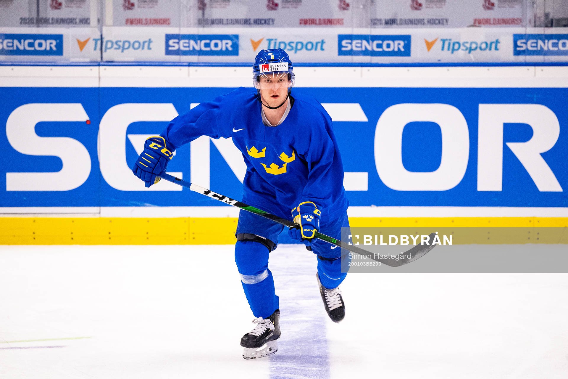 Rasmus Sandin of Sweden at a practice session