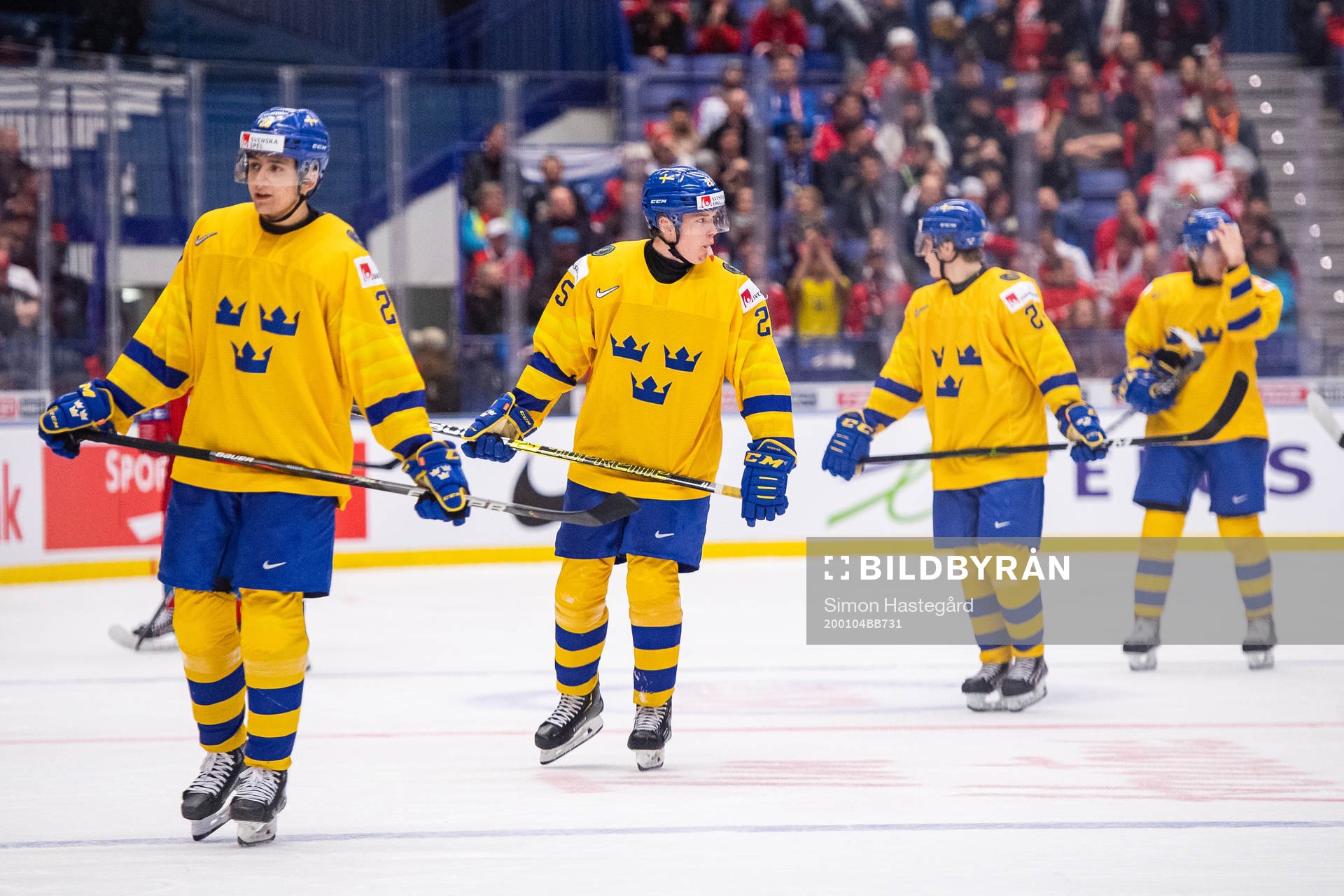 Linus Nässén and Linus Öberg of Sweden look dejected