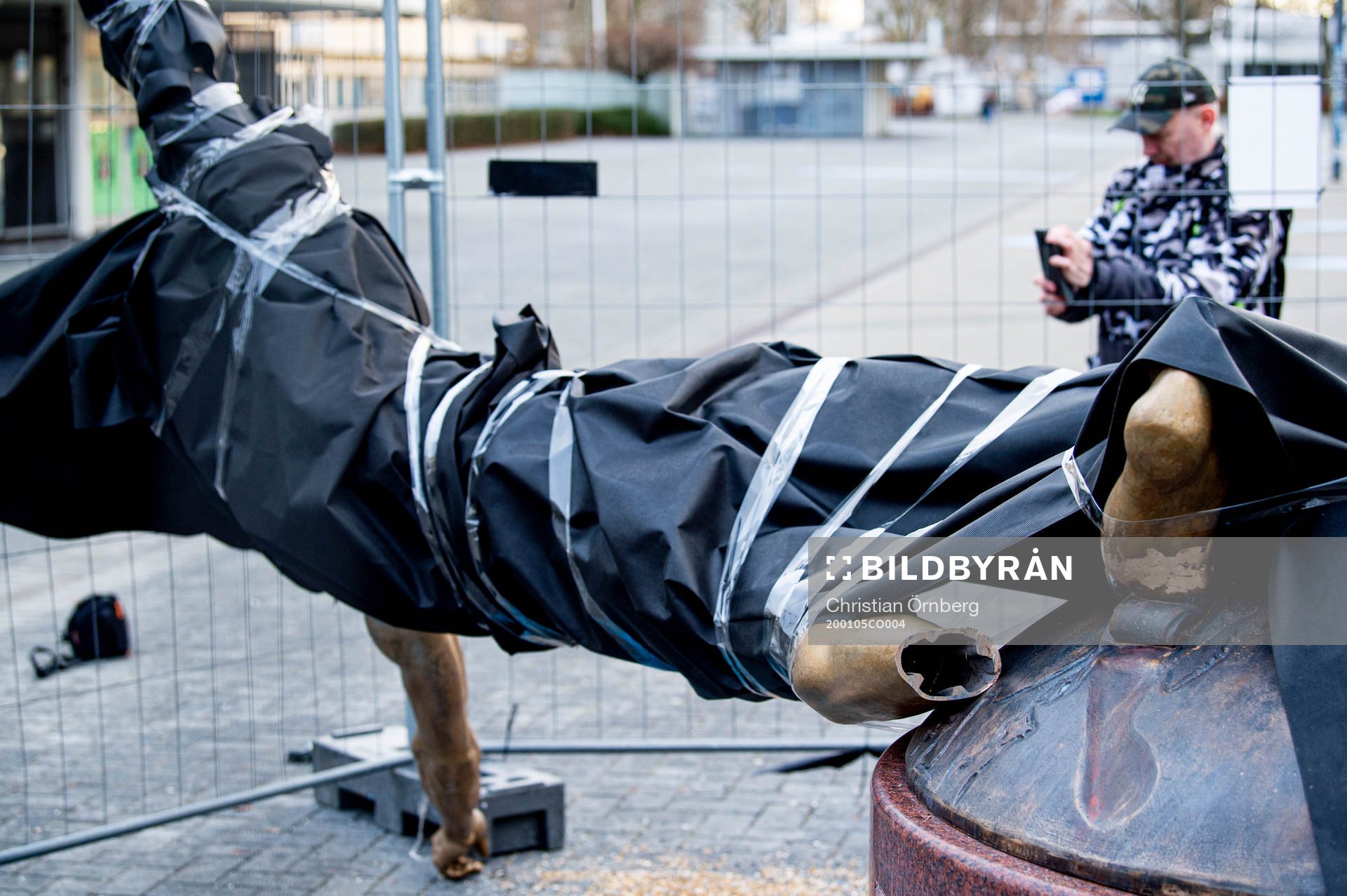 The statue of Zlatan Ibrahimovic has been vandalized,