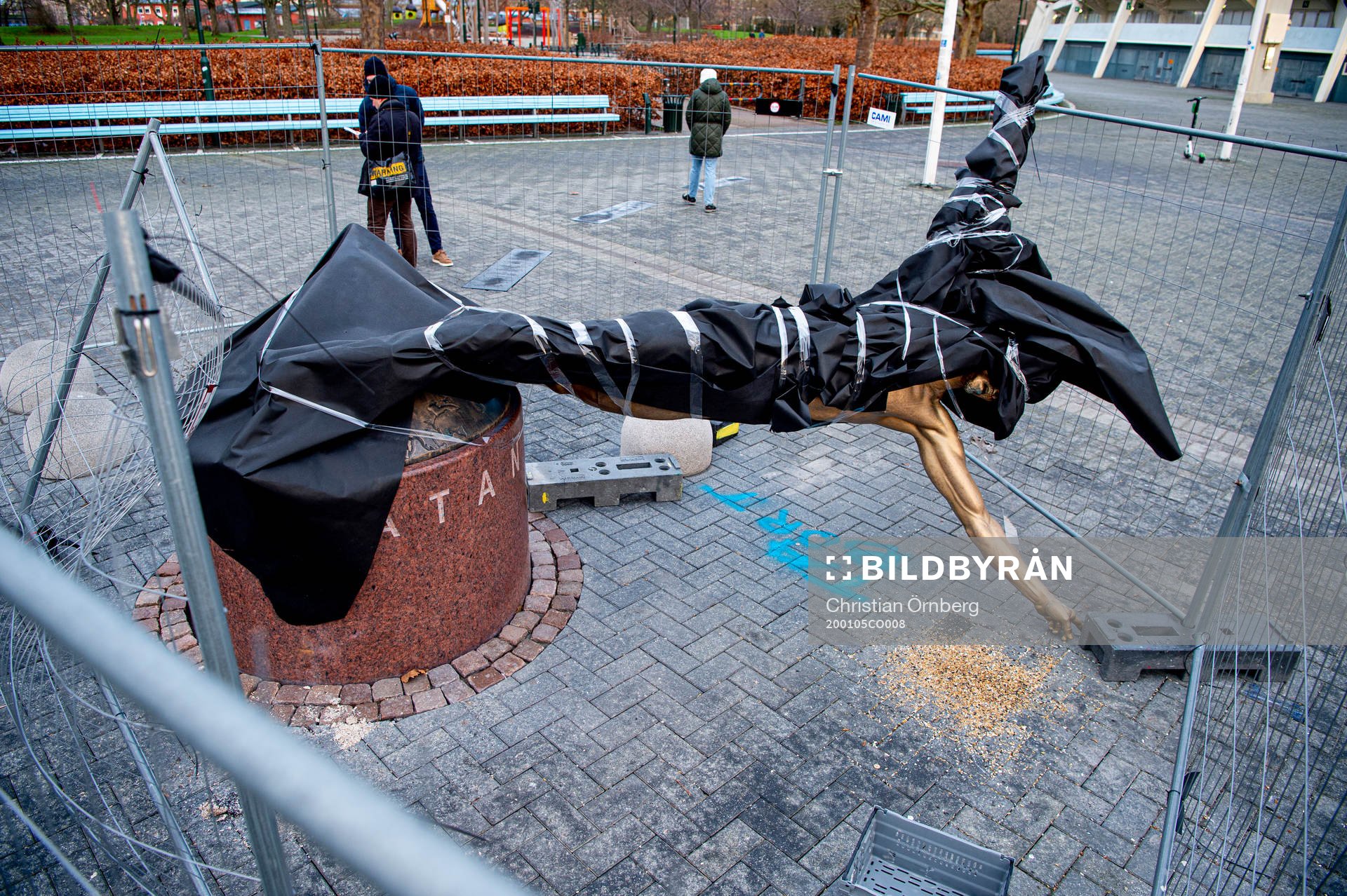 The statue of Zlatan Ibrahimovic has been vandalized,