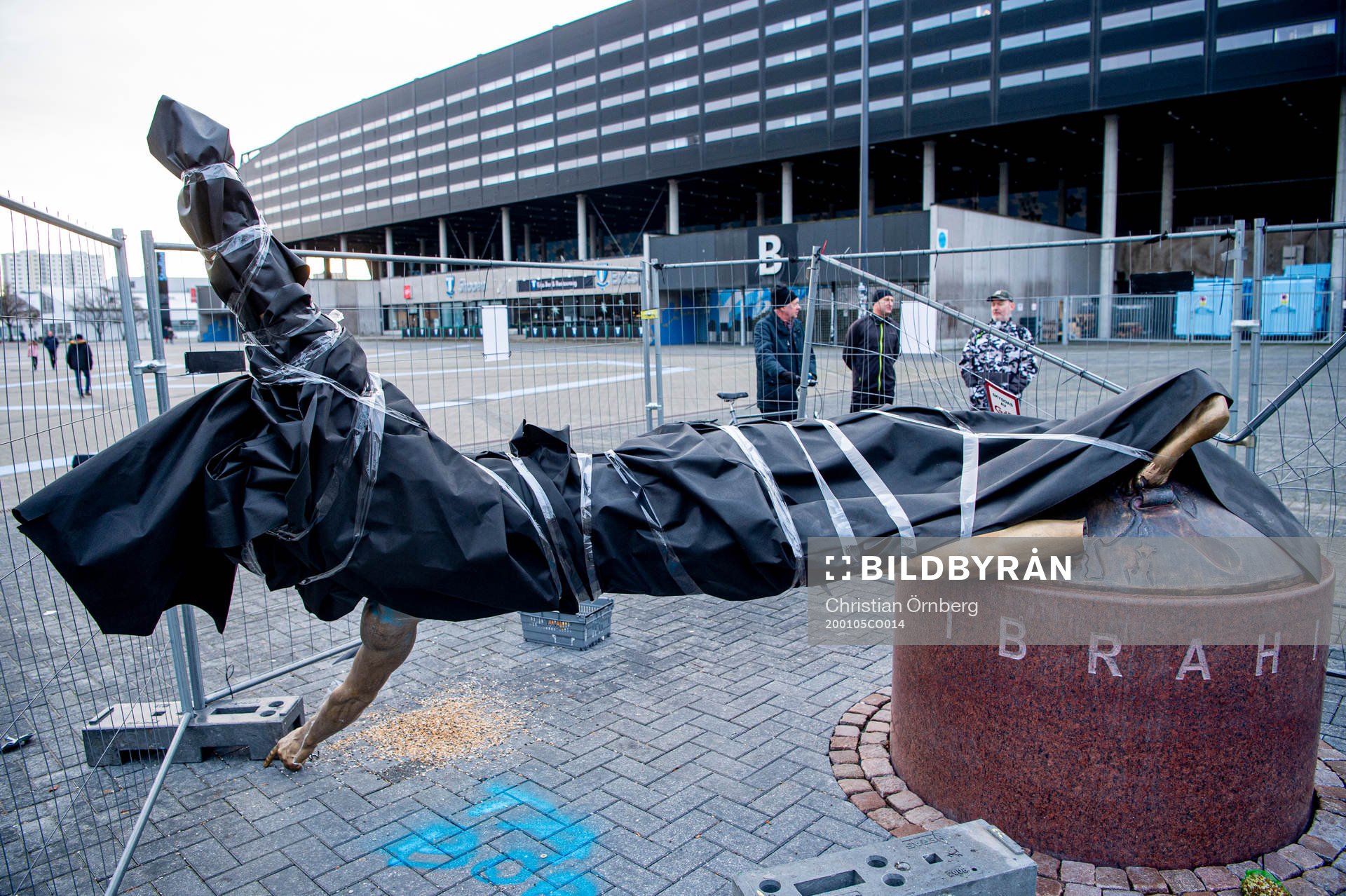 The statue of Zlatan Ibrahimovic has been vandalized,