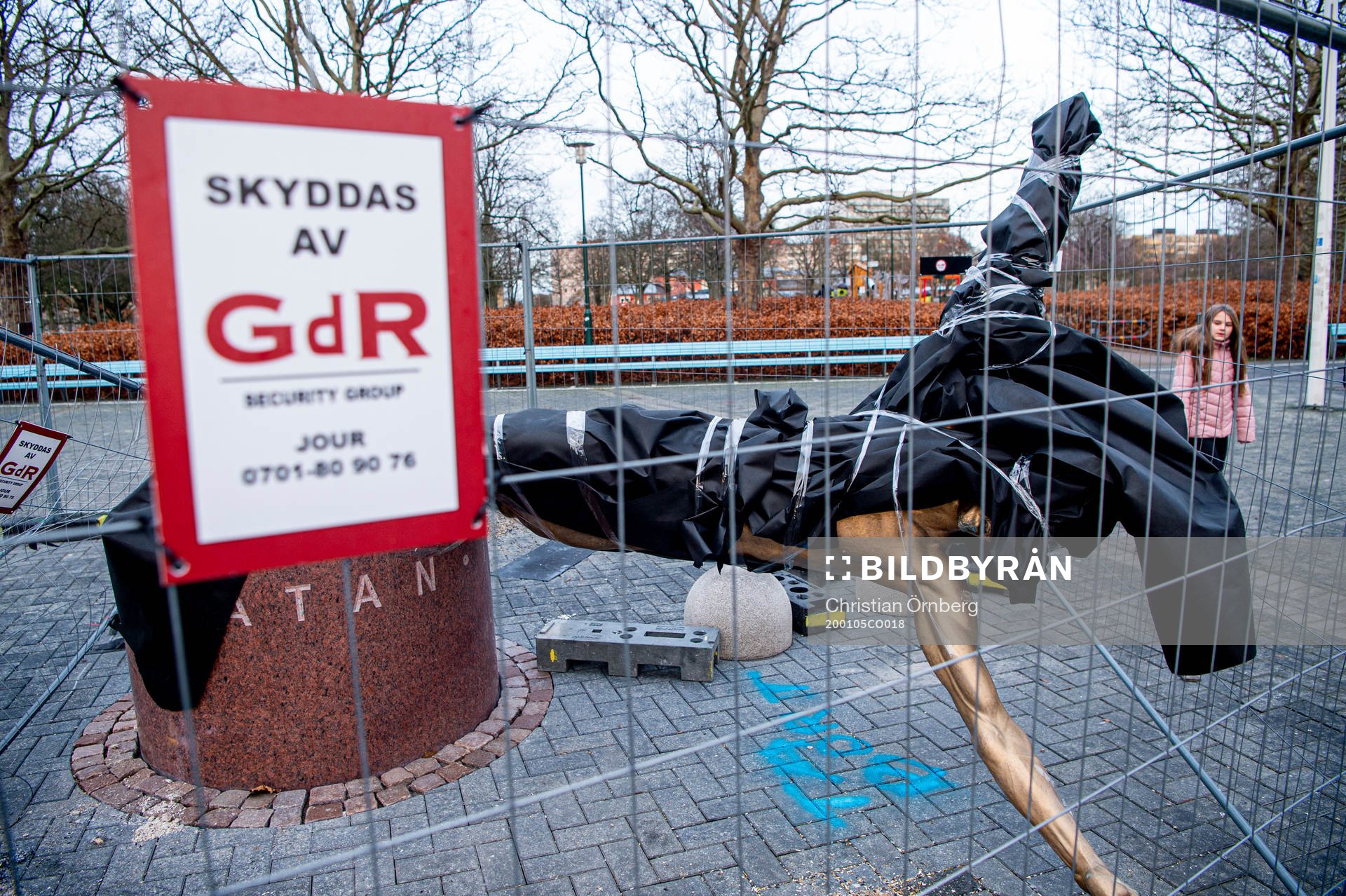 The statue of Zlatan Ibrahimovic has been vandalized,