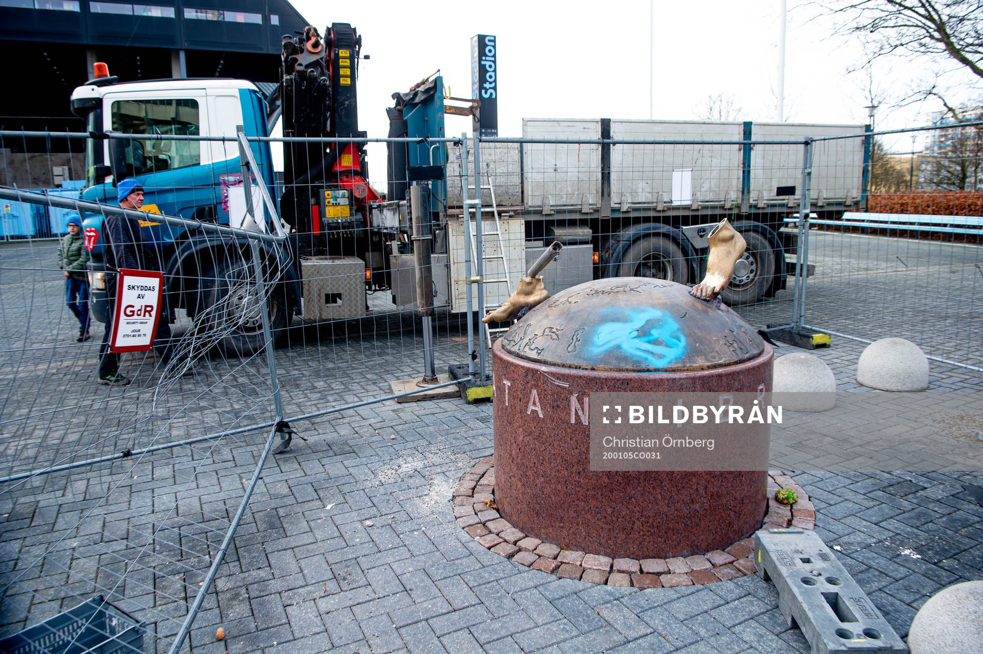 The statue of Zlatan Ibrahimovic has been vandalized,