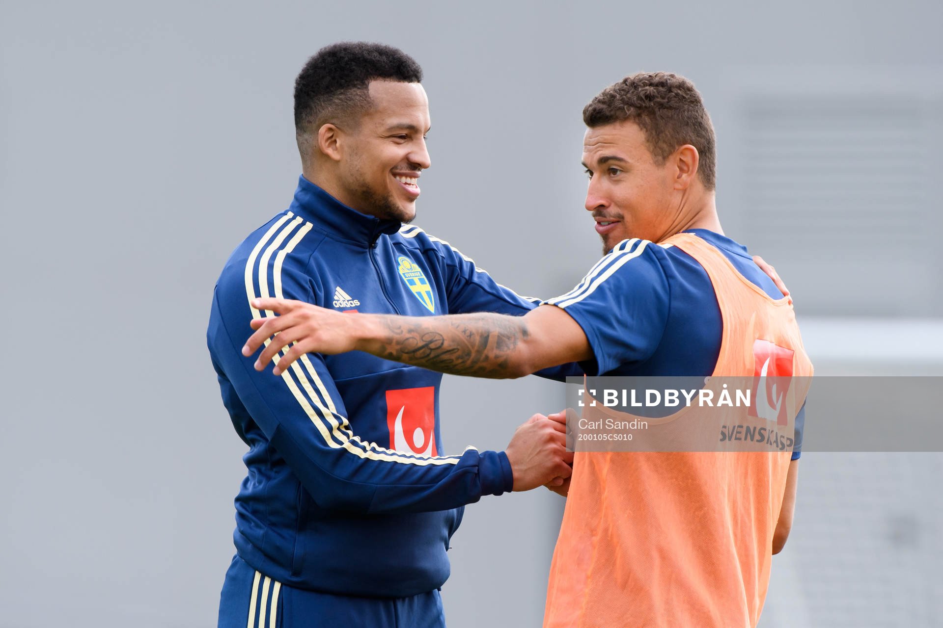 Martin Olsson and Jordan Larsson during a training session with the Swedish national team on January 5, 2020 in Doha.
