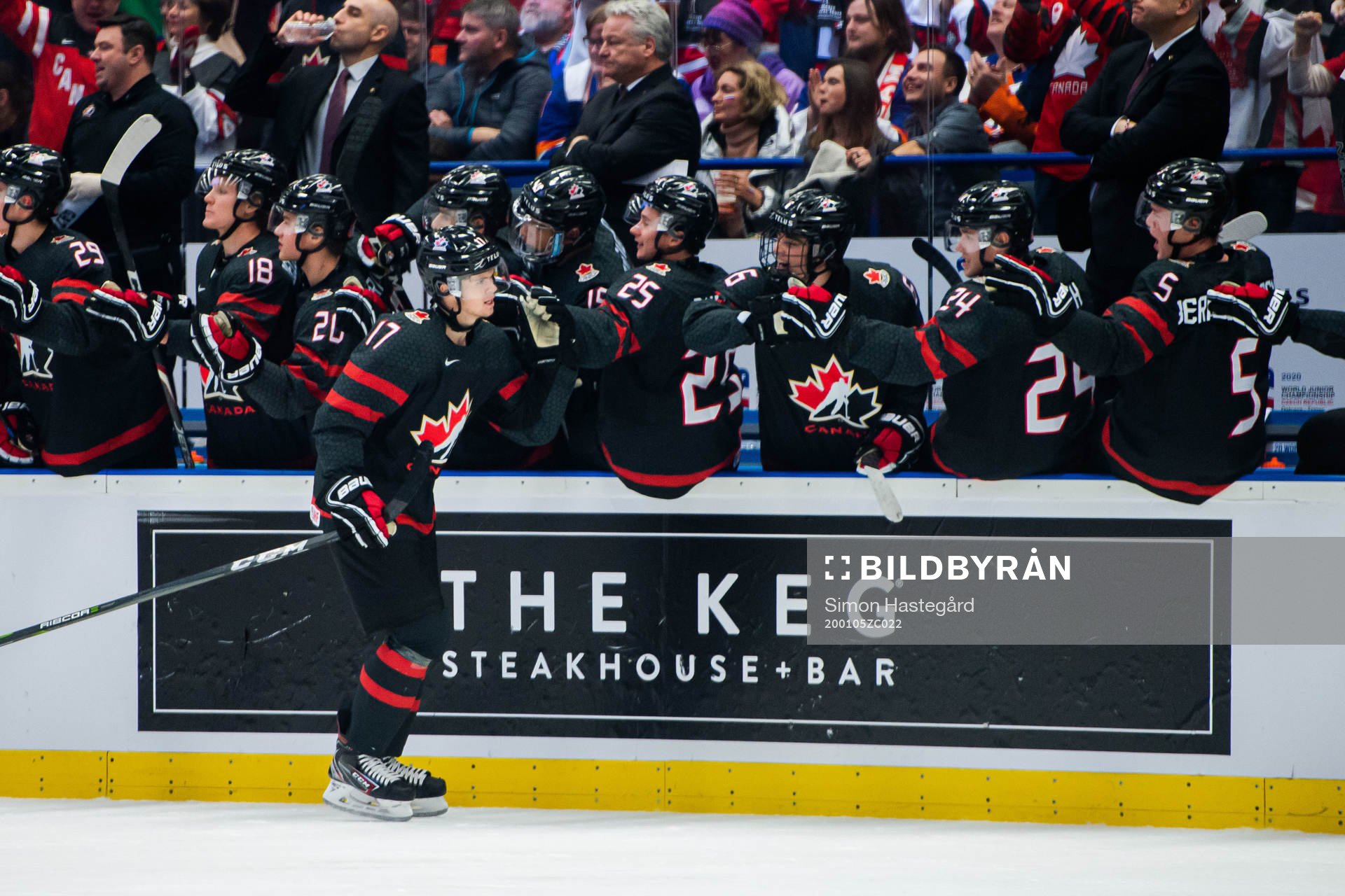 Connor McMichael of Canada celebrates
