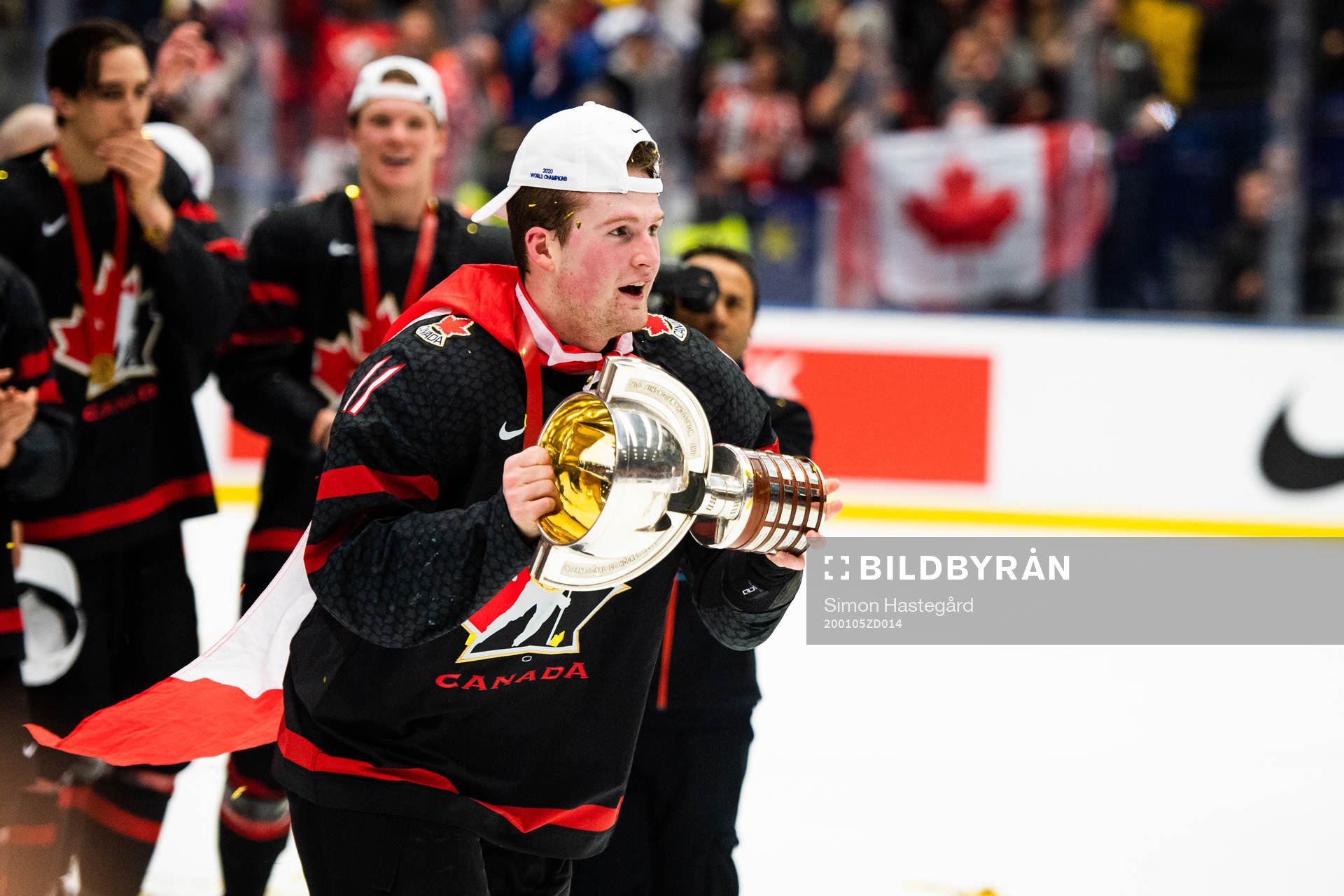 Alexis Lafreniere of Canada celebrates