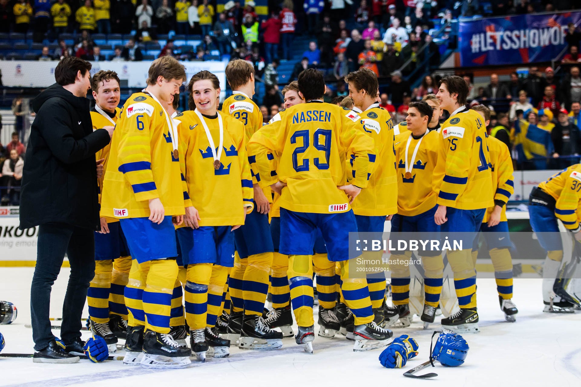 Mattias Norlinder and Nils Höglander of Sweden celebrate