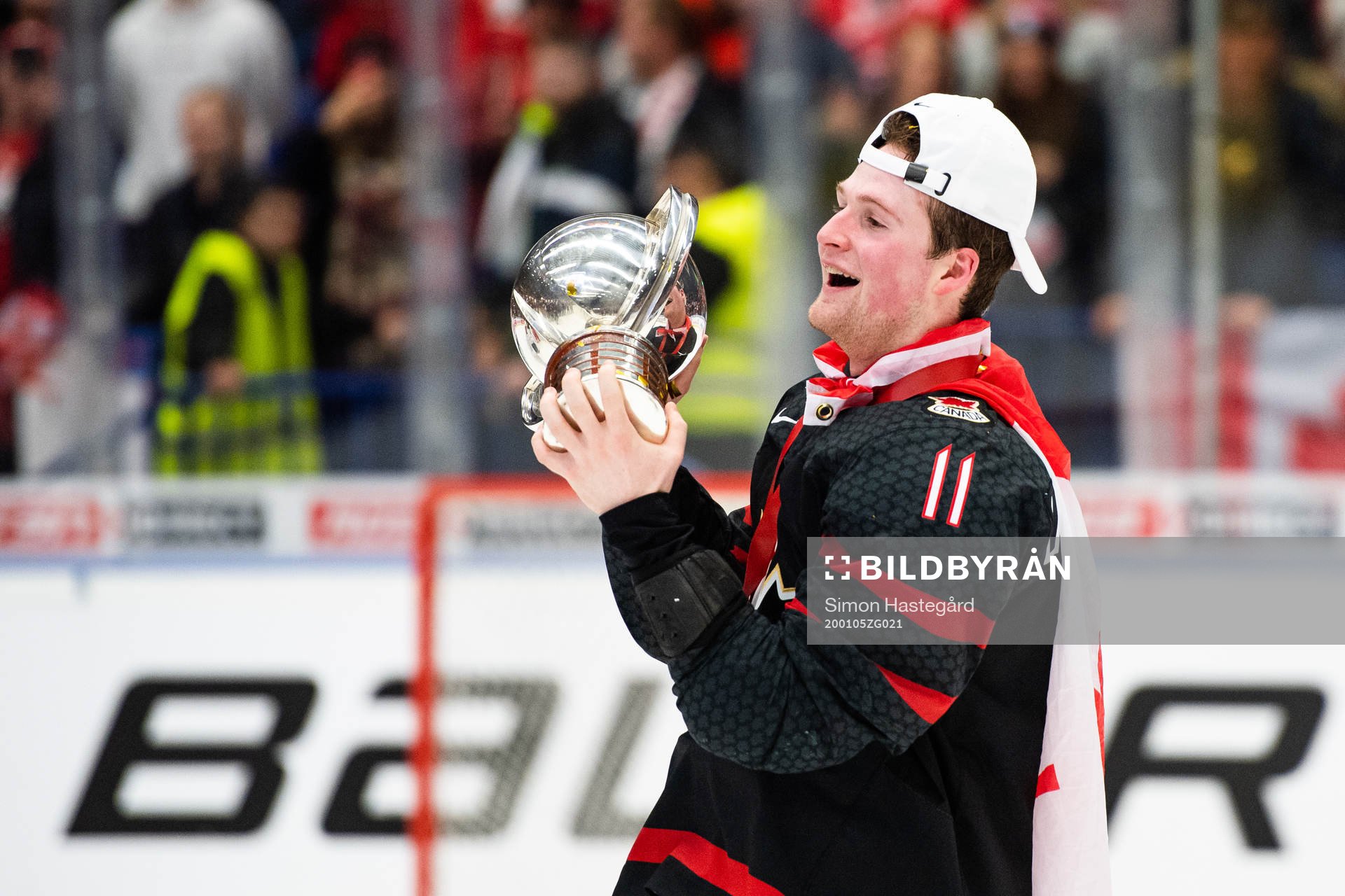 Alexis Lafreniere of Canada celebrates